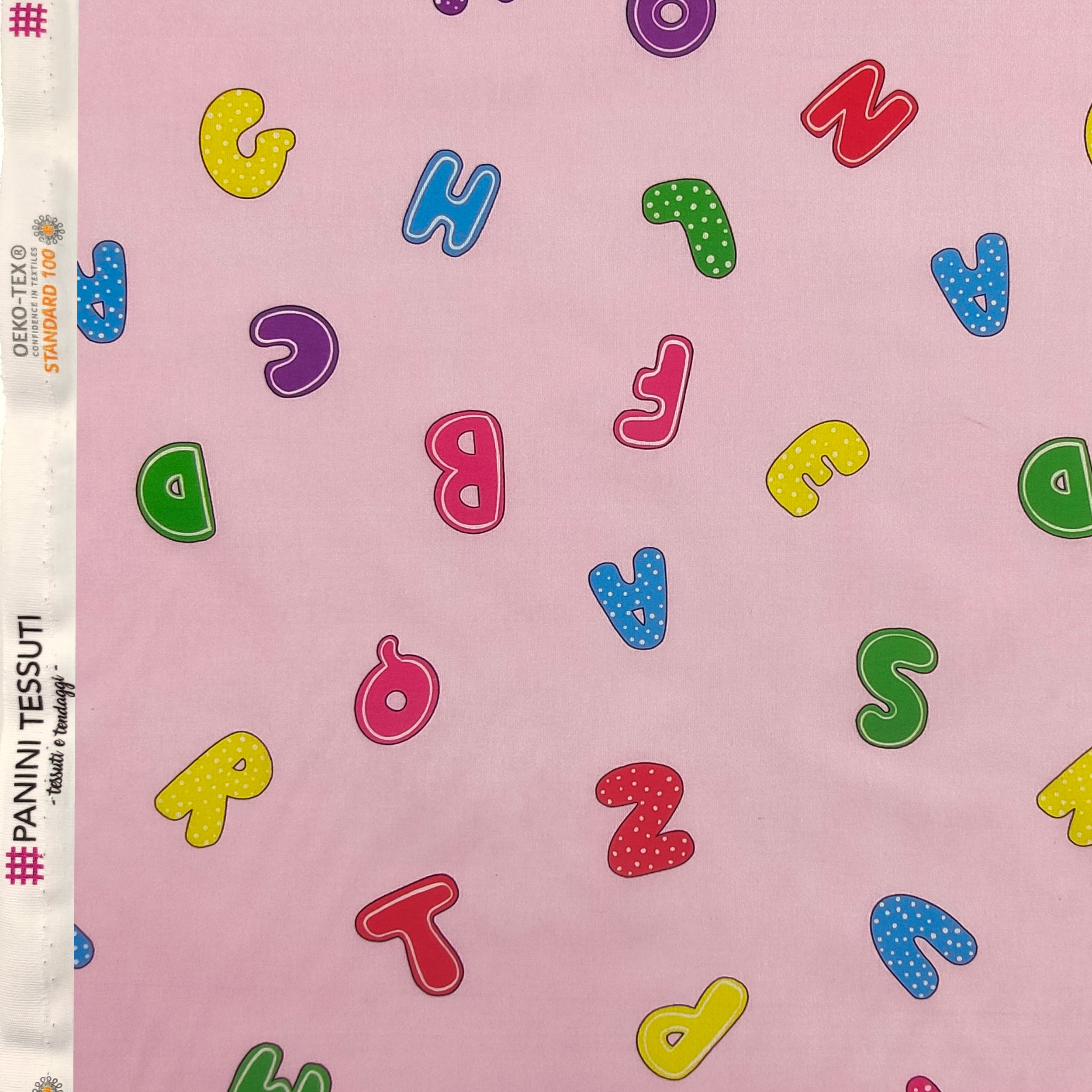 Fabric Cotton Alphabet Large Background Pink Image