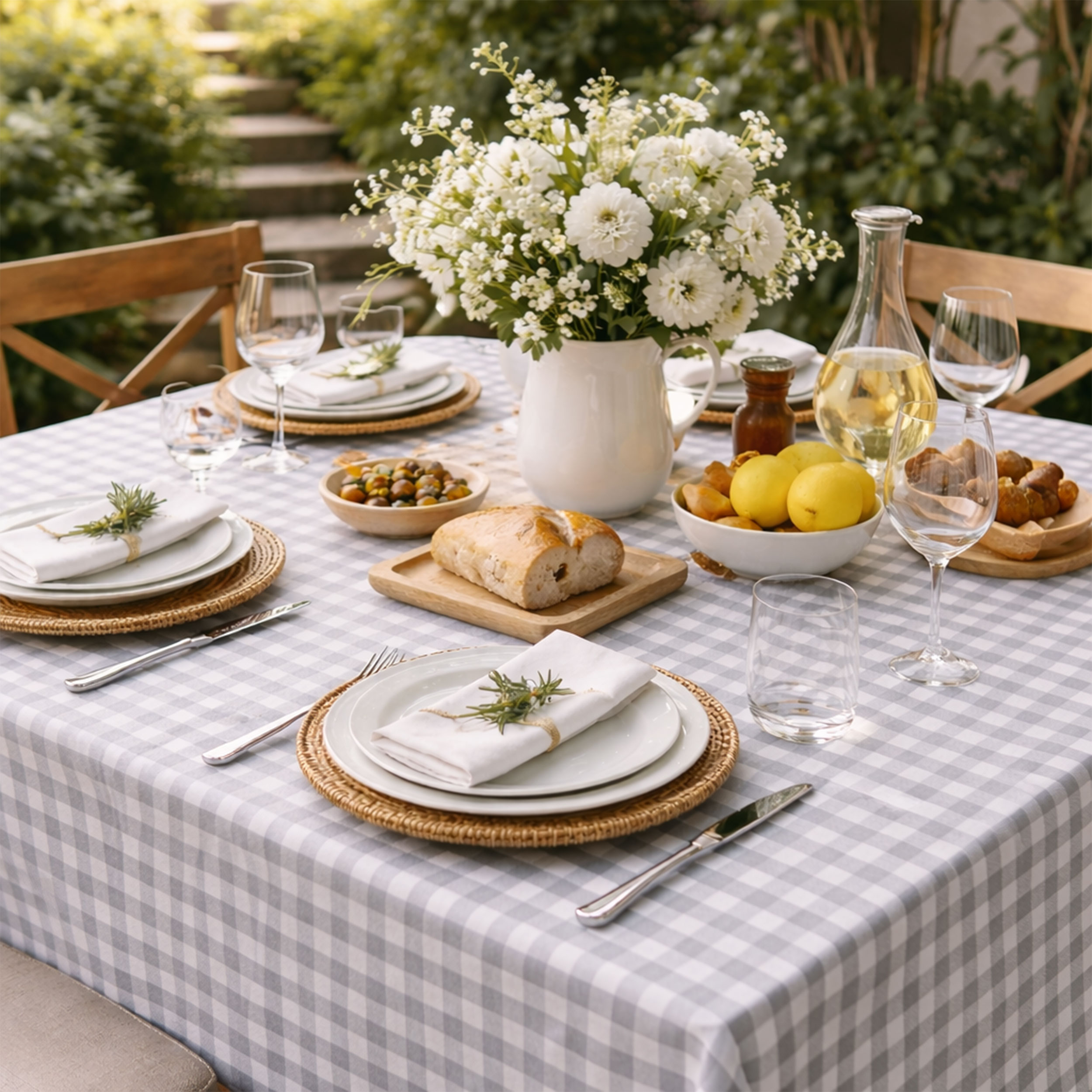 Fabric for Grey Check Resin Tablecloth Image