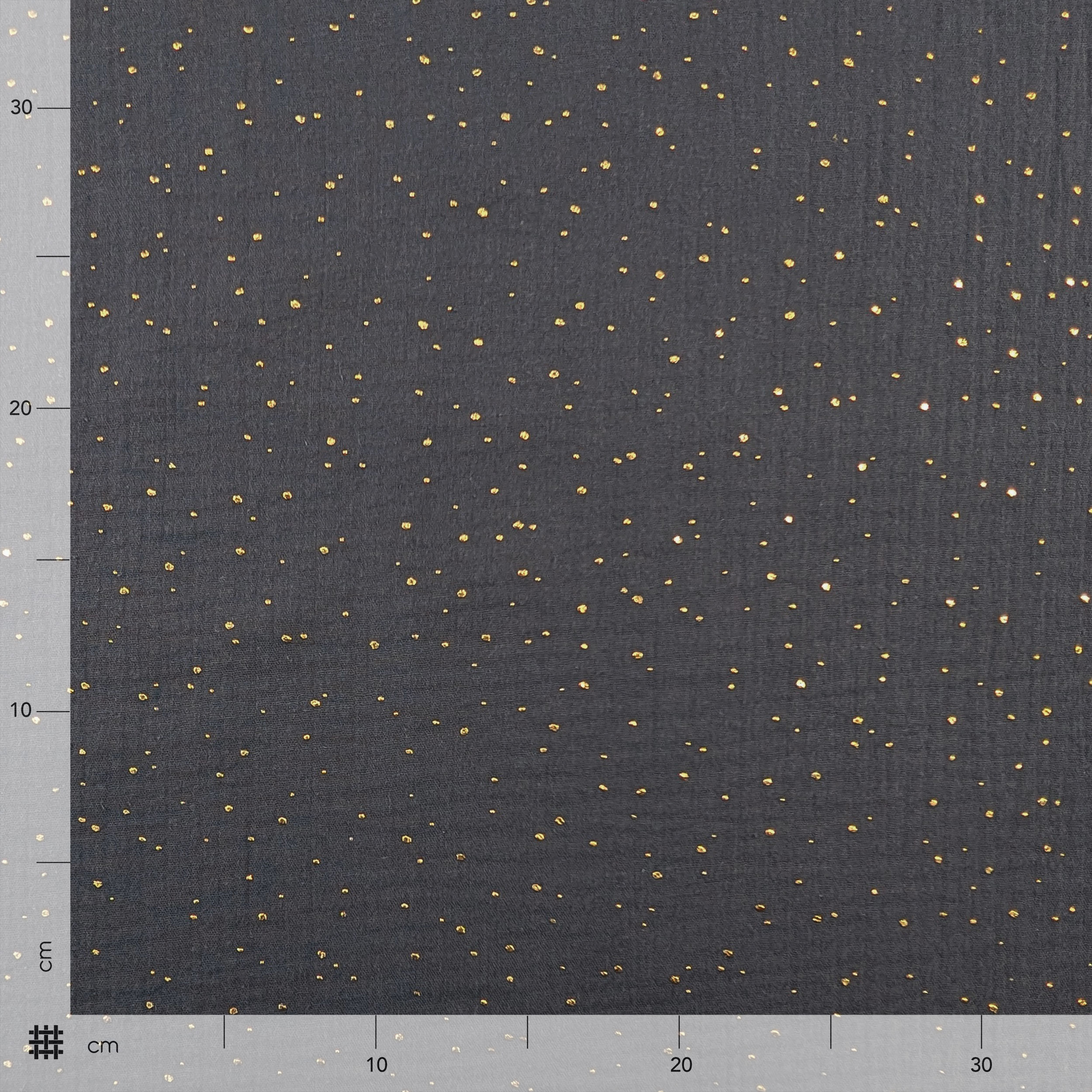 Dark Grey Cotton Muslin with Gold Polka Dots Image