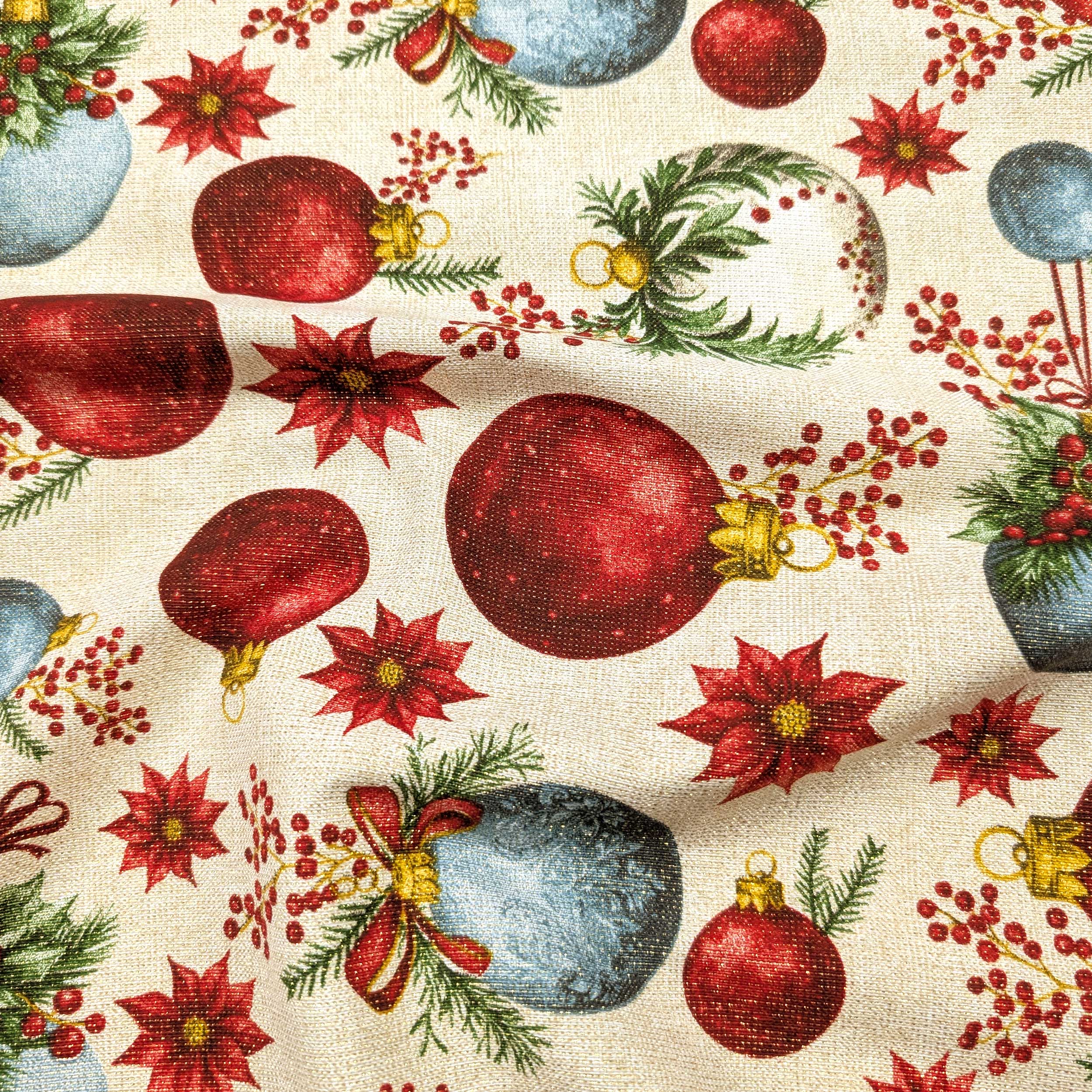 Light Gold Christmas Panama with Lurex Balls Image