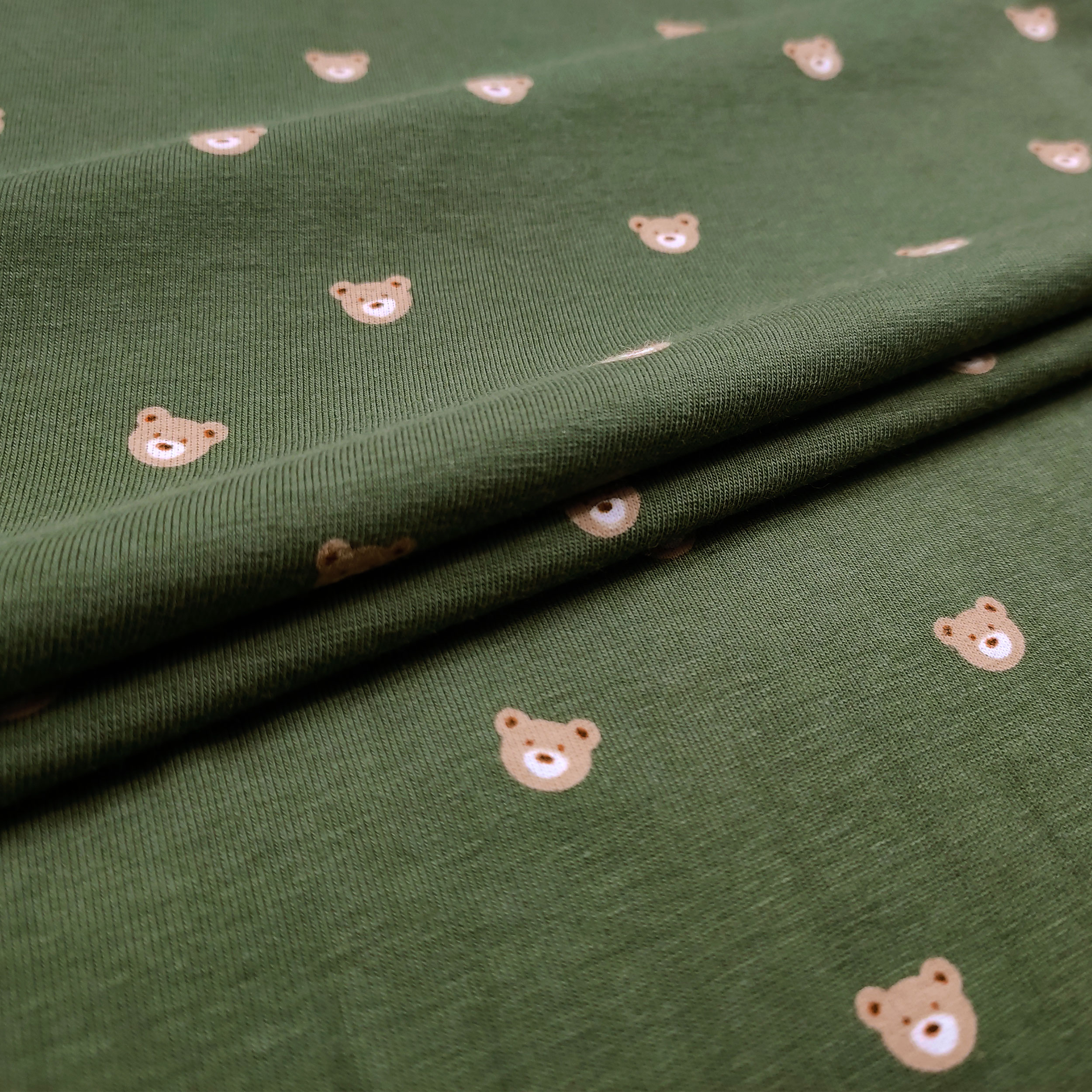 Jersey de coton Fond Bears Vert Militaire
