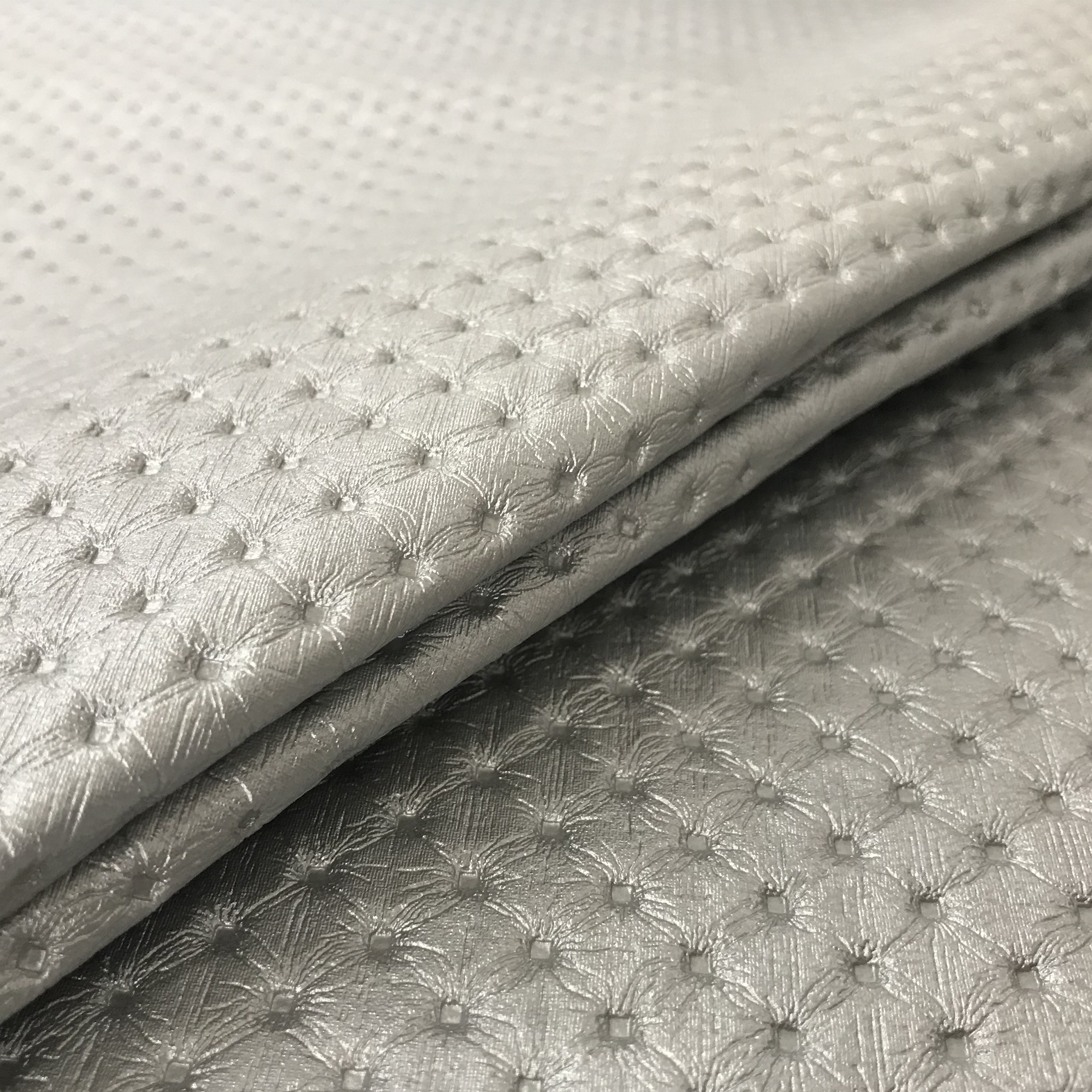 Faux Leather Quilted Silver Image