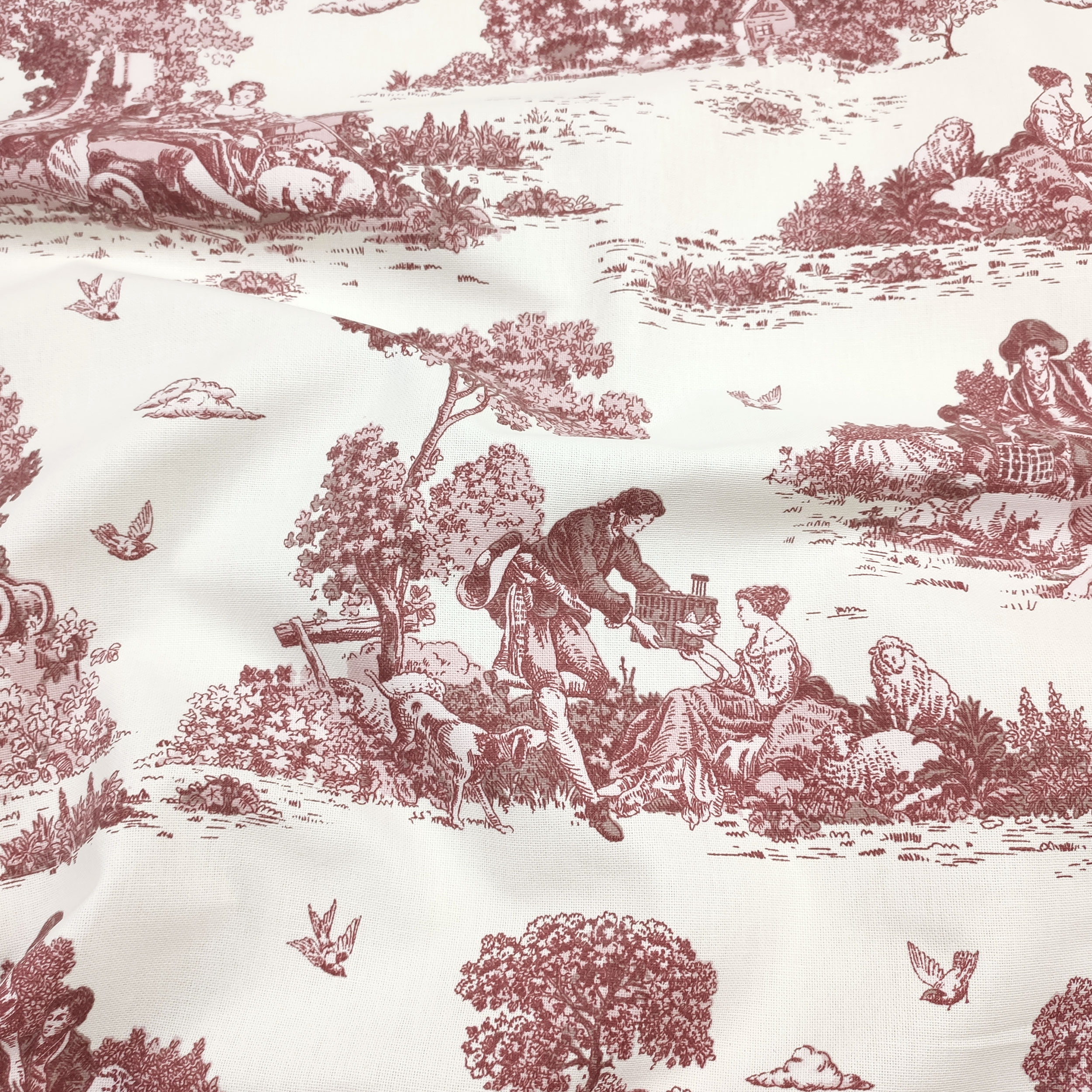 Ausschnitt Panama Toile de Jouy Bordeaux 50x140 cm