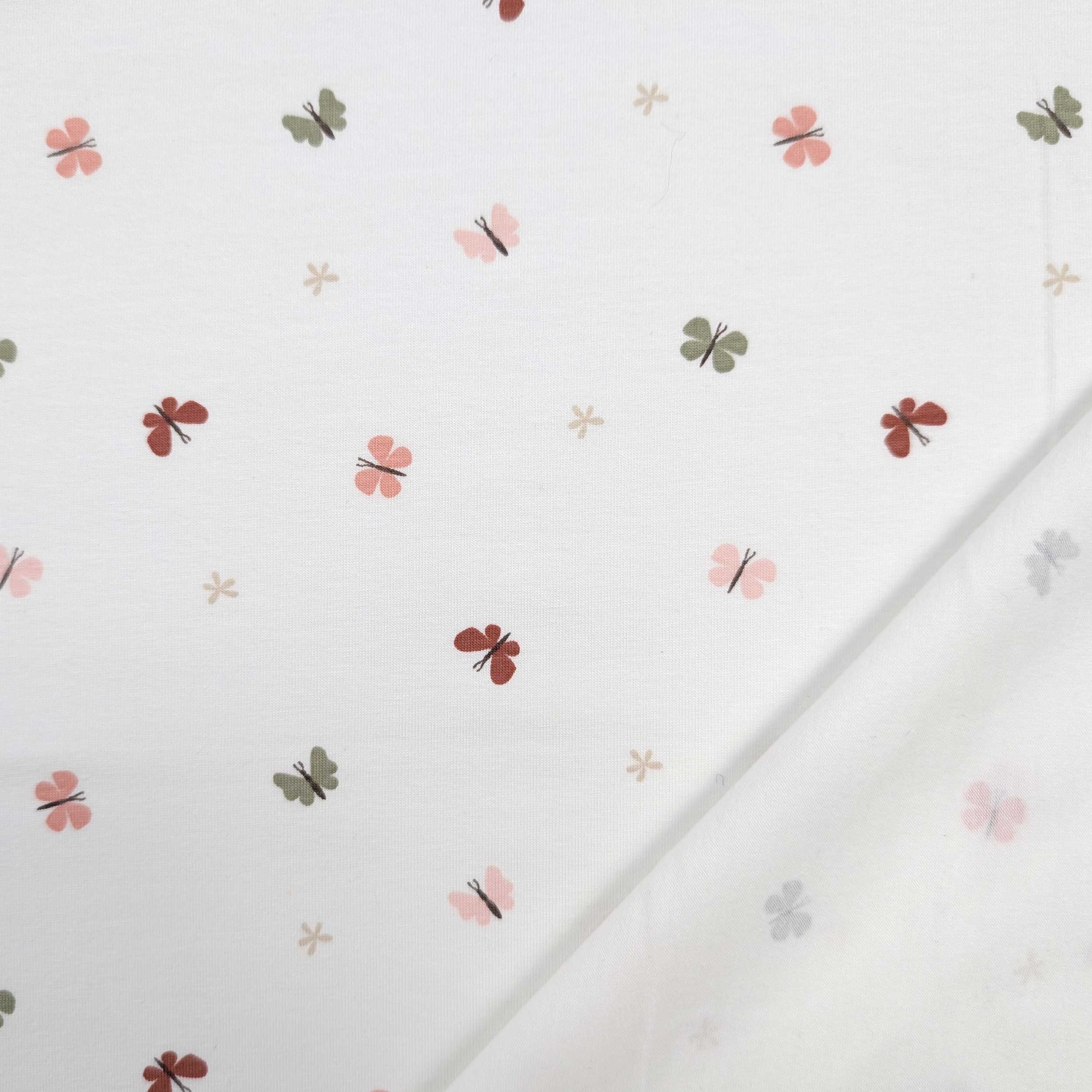 Jersey Cotton White Small Butterflies Image