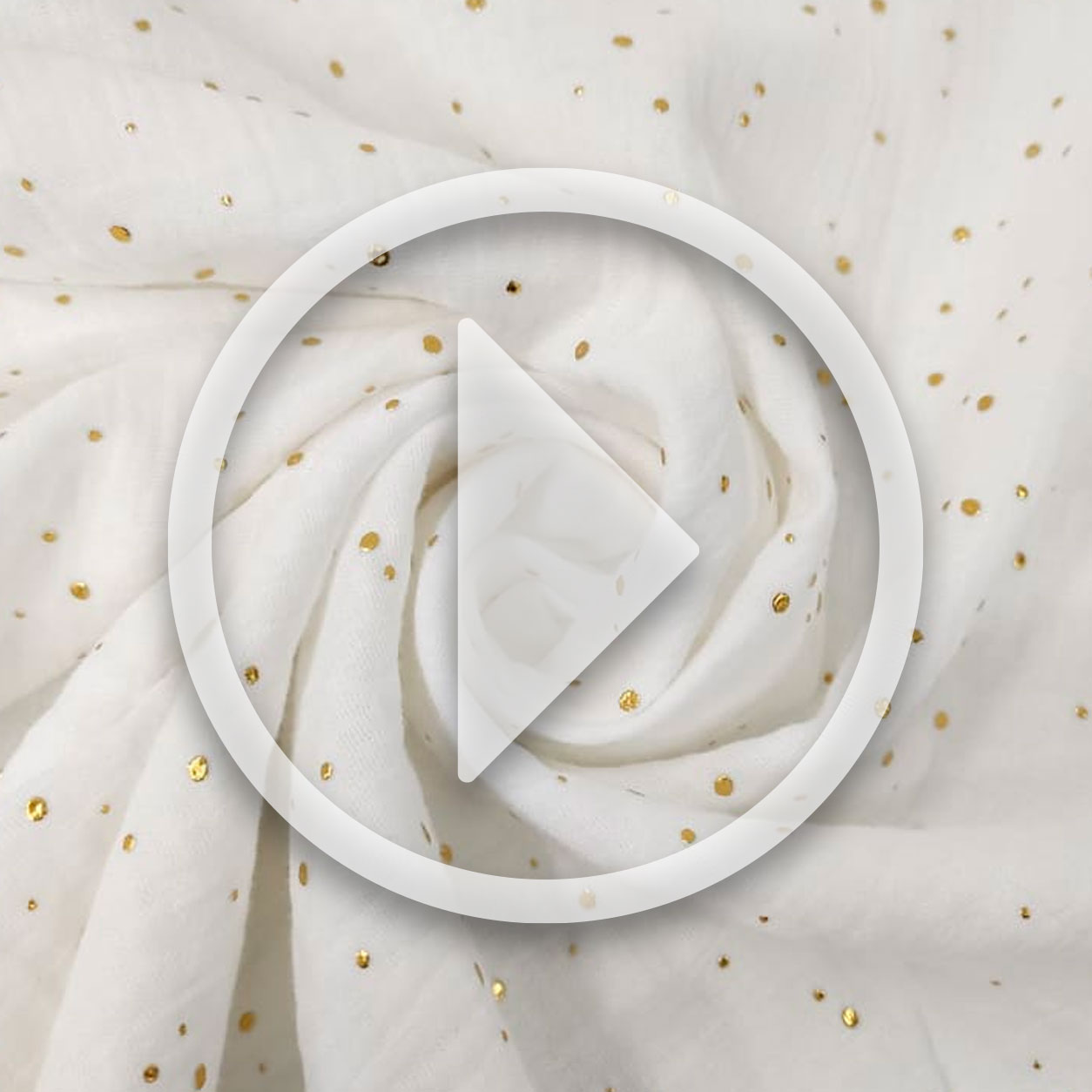 Gold Dots White Cotton Muslin  Image