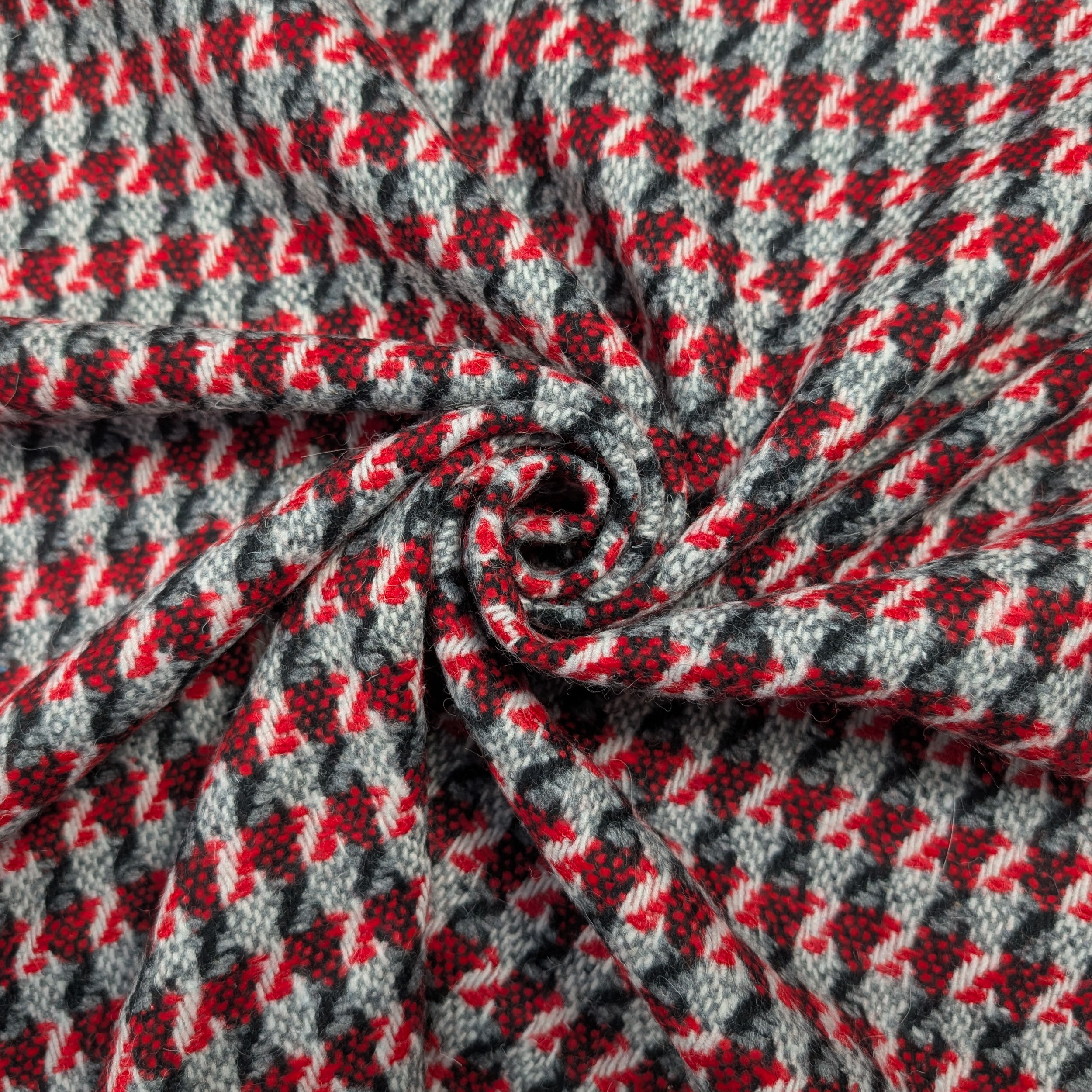 Wool Blend Abstract Stripes Red and Black Image