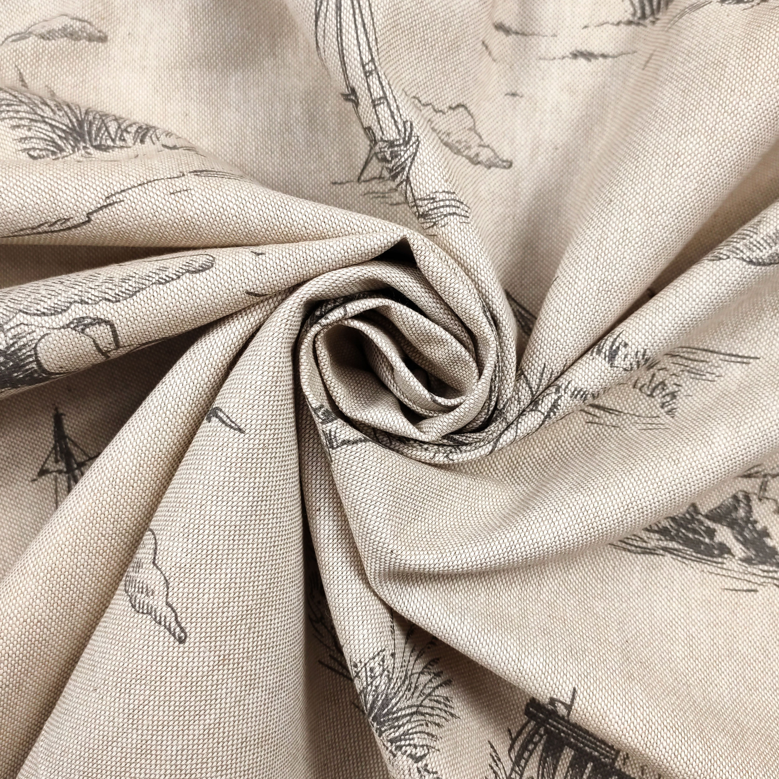 Scrapbook Panama Fabric Maritime Landscape Pattern 50x140 cm Image