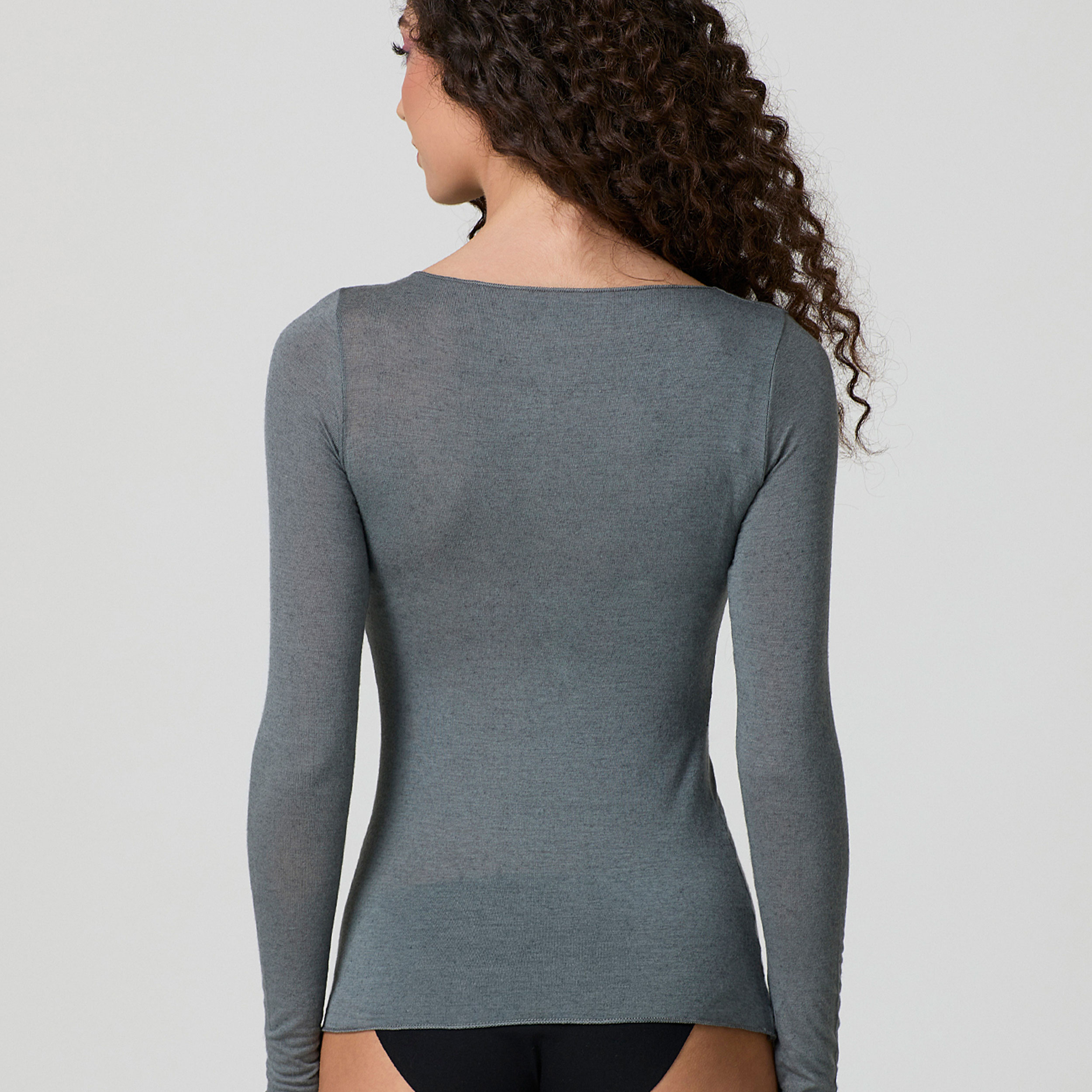 Jadea Grey Boat Neck Cashmere Jumper Image