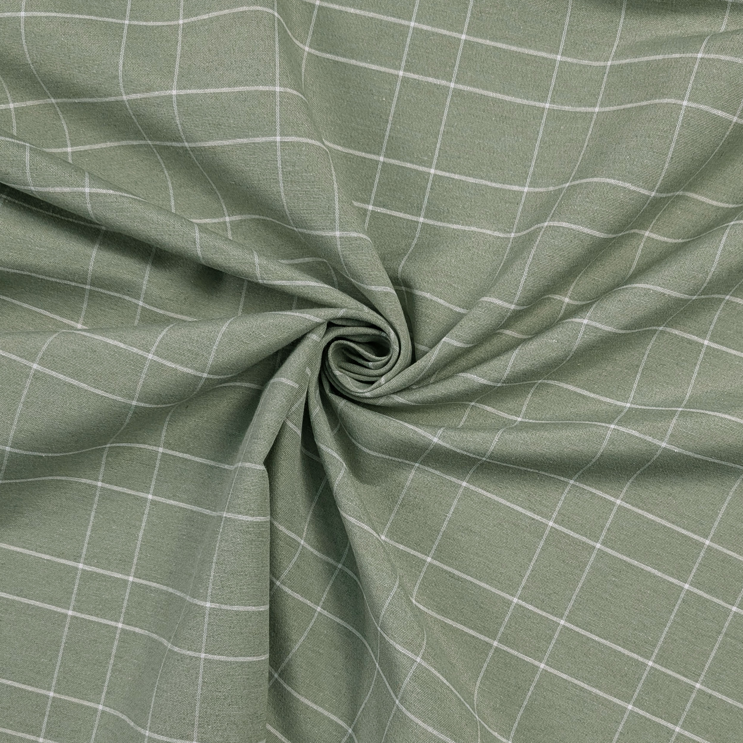 Sage Cotton Blend with White Checks Image