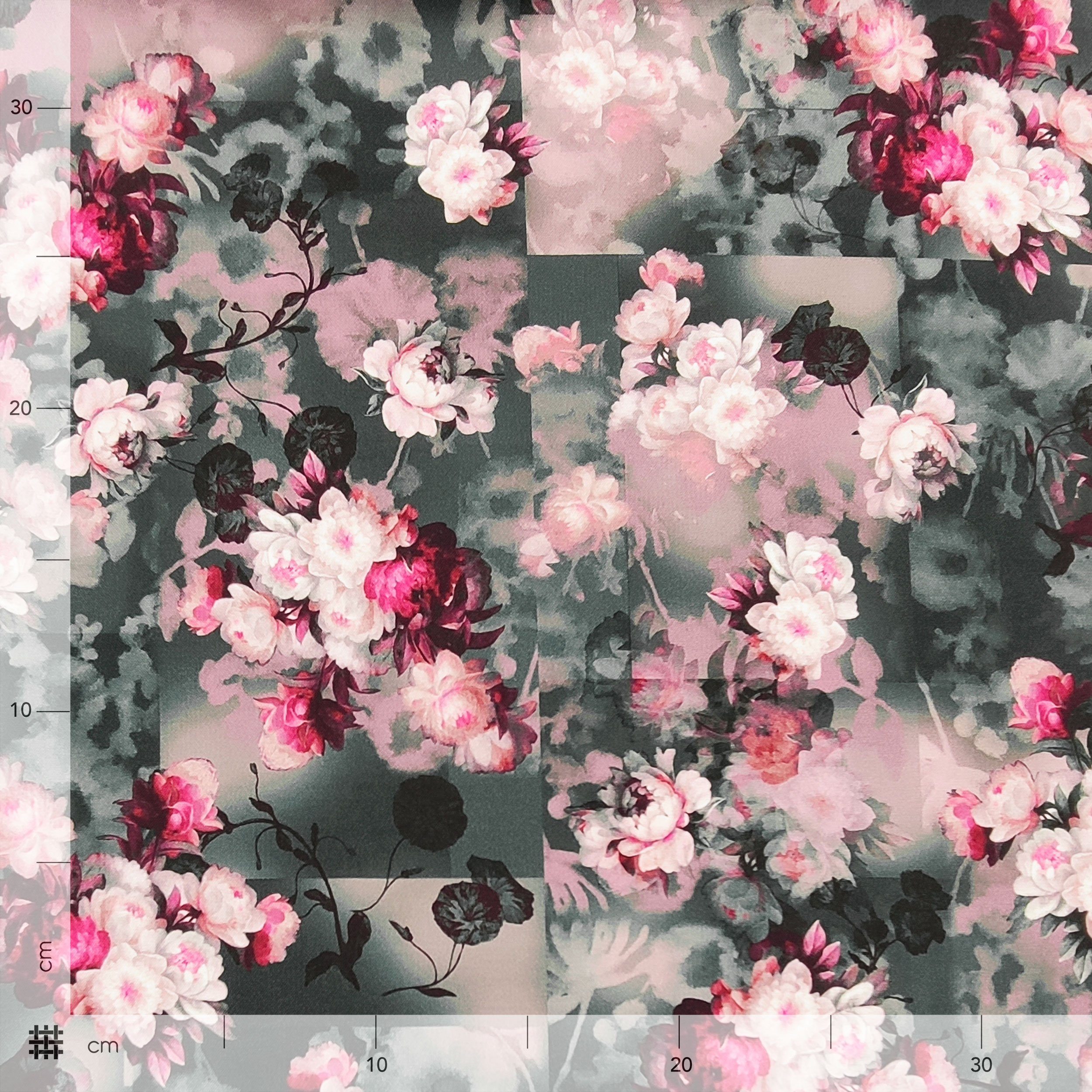 Mezcla de seda elástica Flores rosas