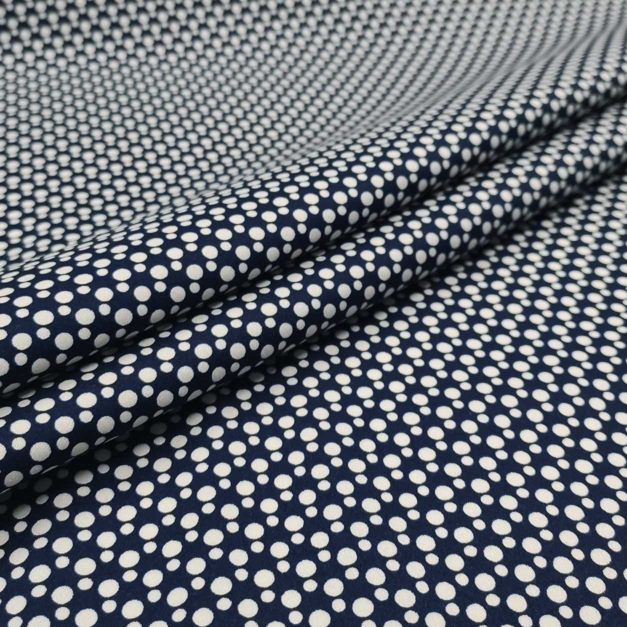 Tissu de coton à motifs Irregular White Polka Dots Blue Background Image