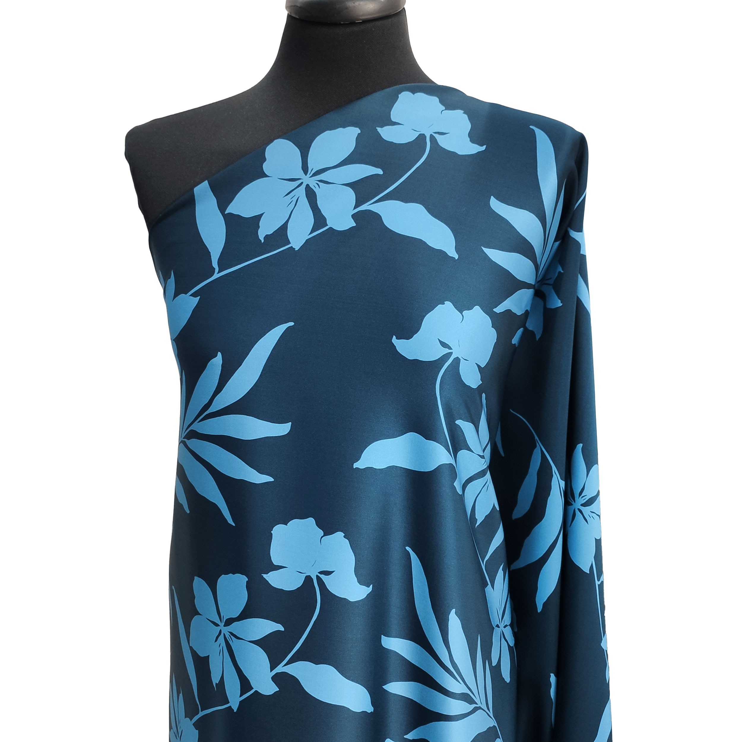 Satin Mixed Silk High Fashion Flowers Blue Background