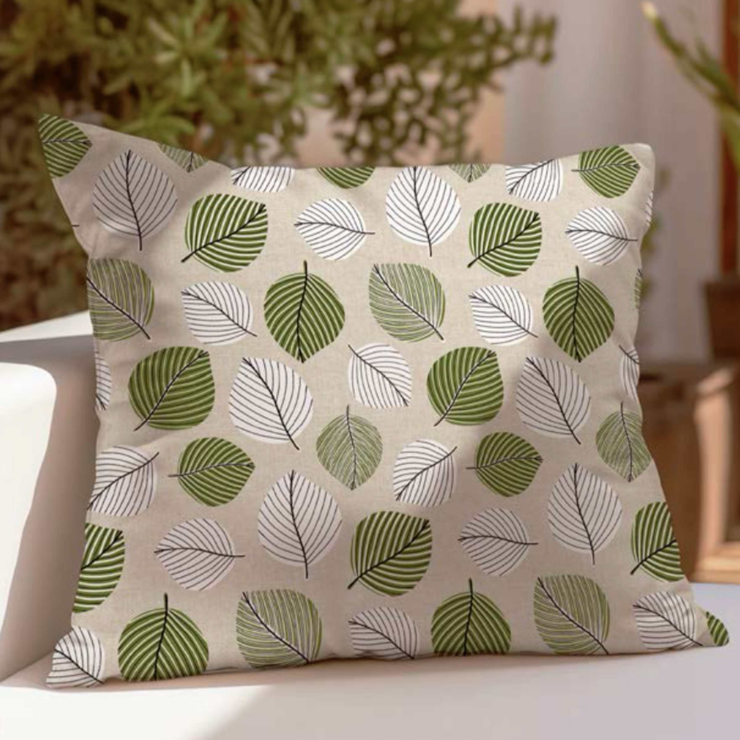 Panama Green and White Leaves Image