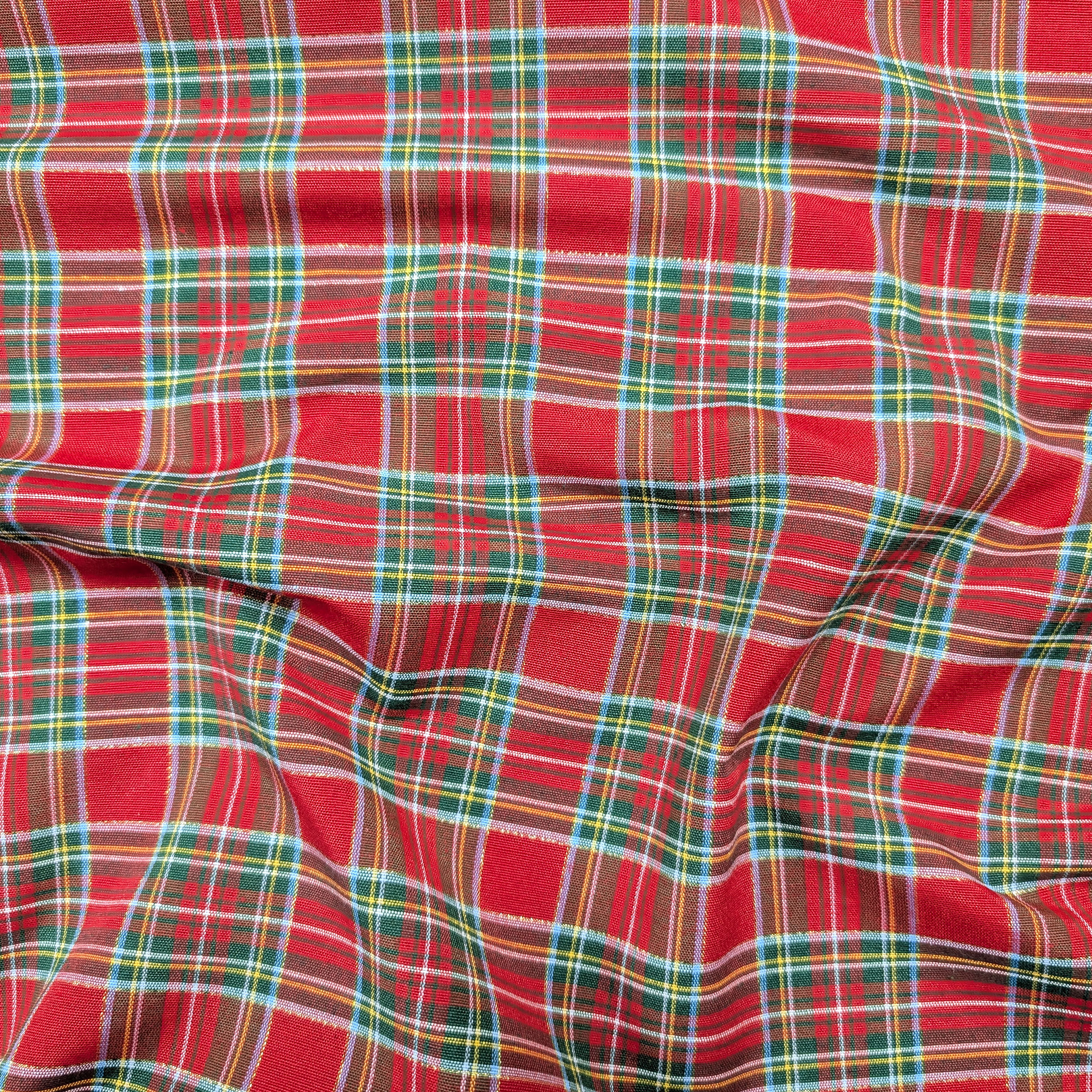 Red Lurex Medium Tartan Fabric Image