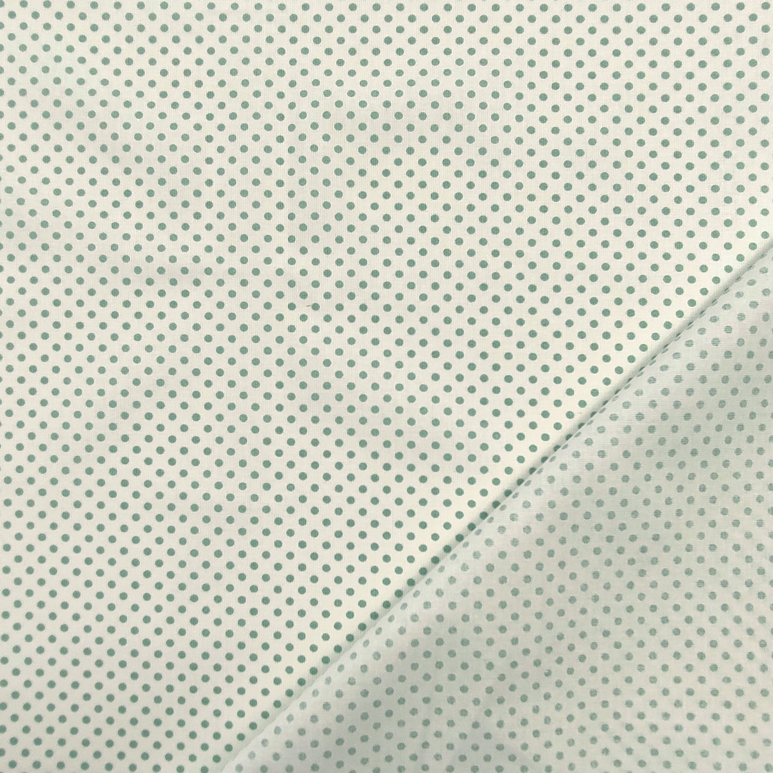 Baumwollstoff Weiß Mint Polka Dot