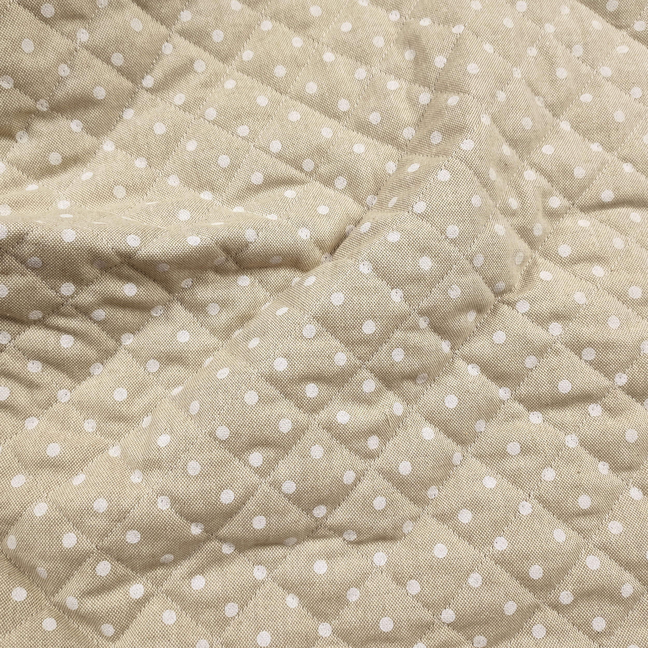 White Polka Dot Quilted Fabric