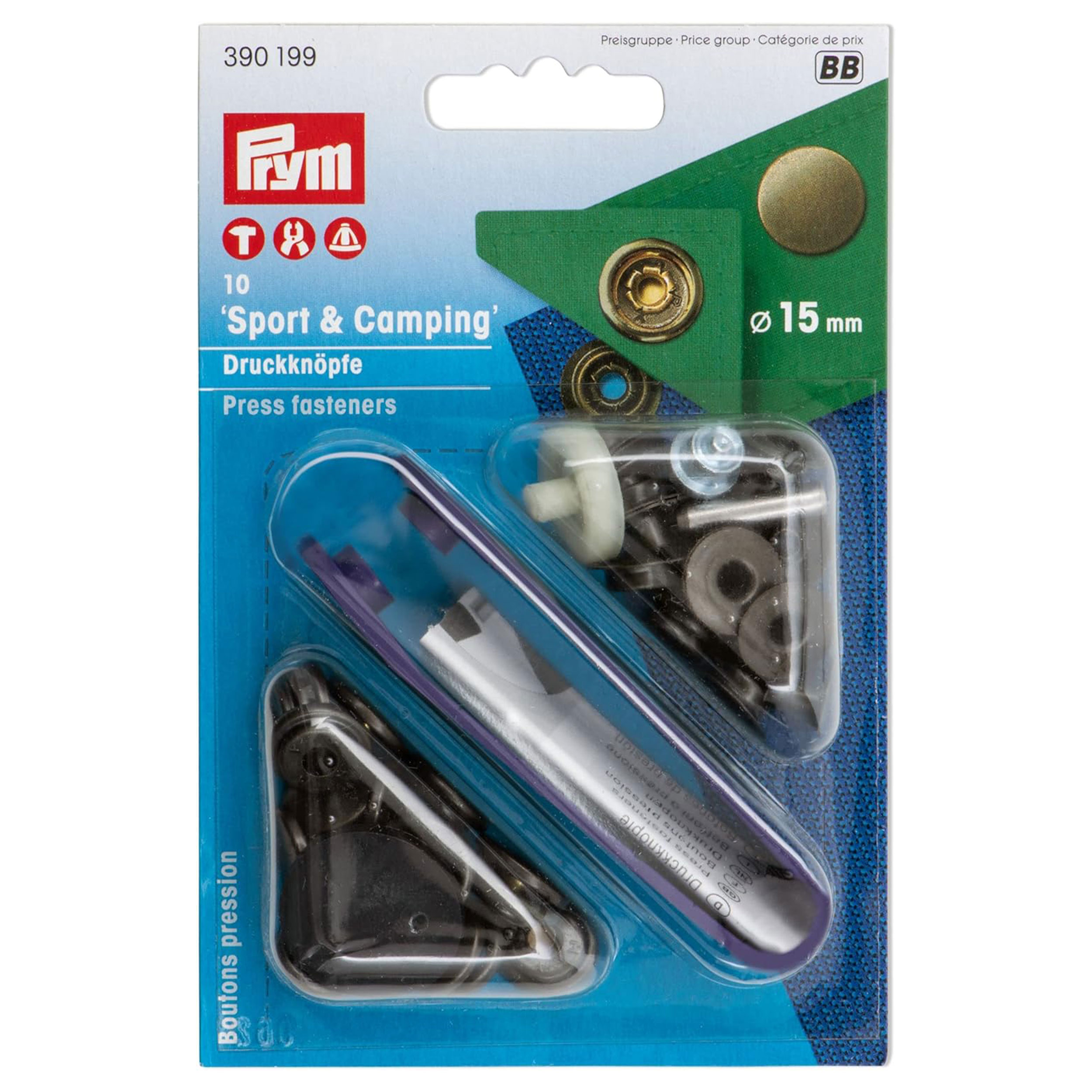 Prym Goujon de presse 15 mm Laiton nickelé