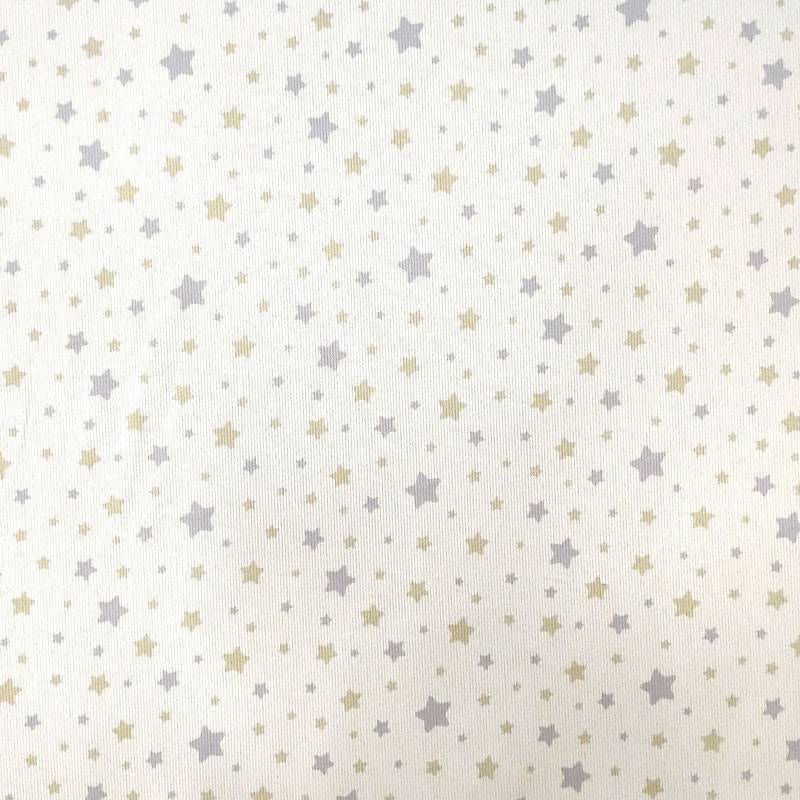 Tela Piqué Algodón Estampado Estrellas Beige