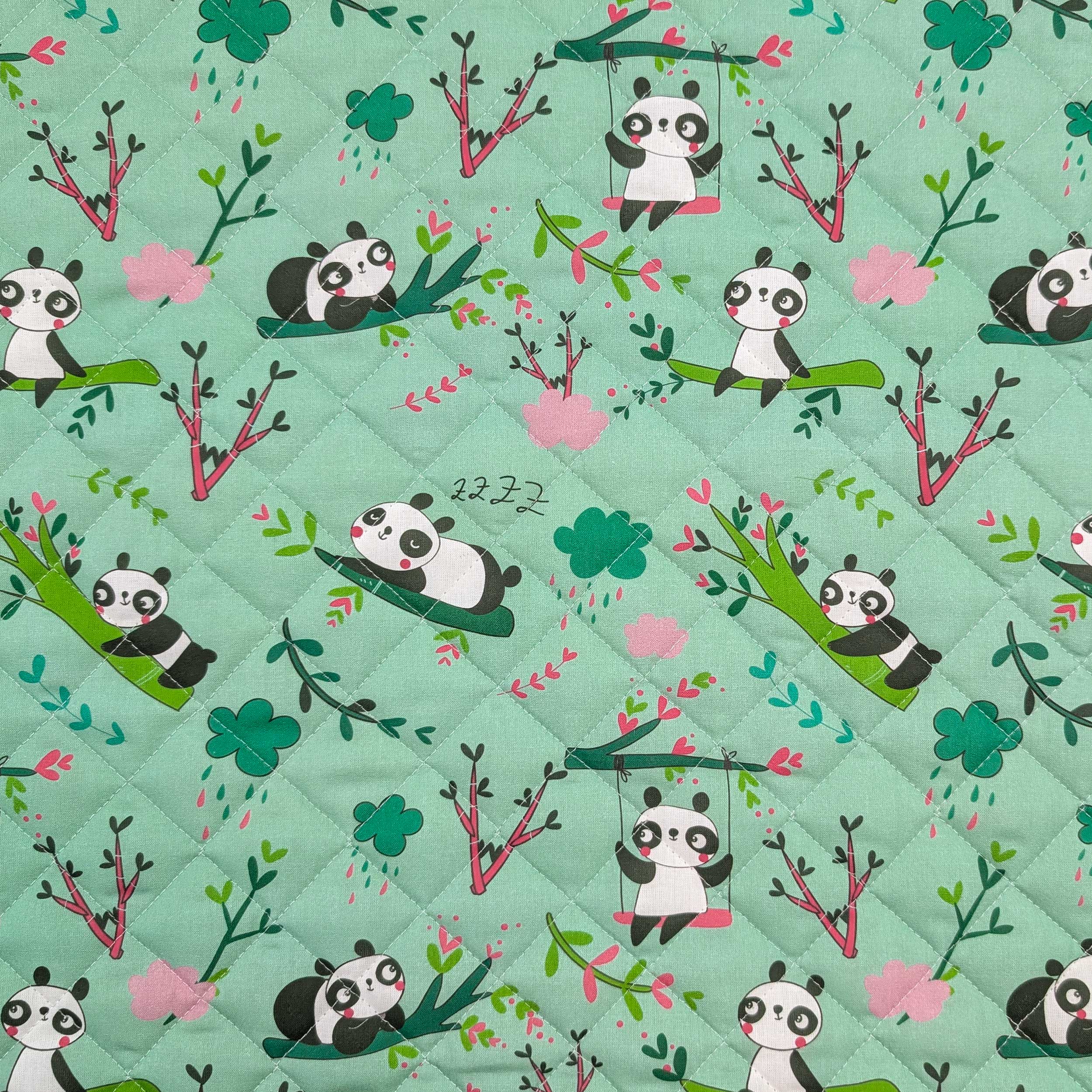 Cot Cover Panda Mint Green Background Image