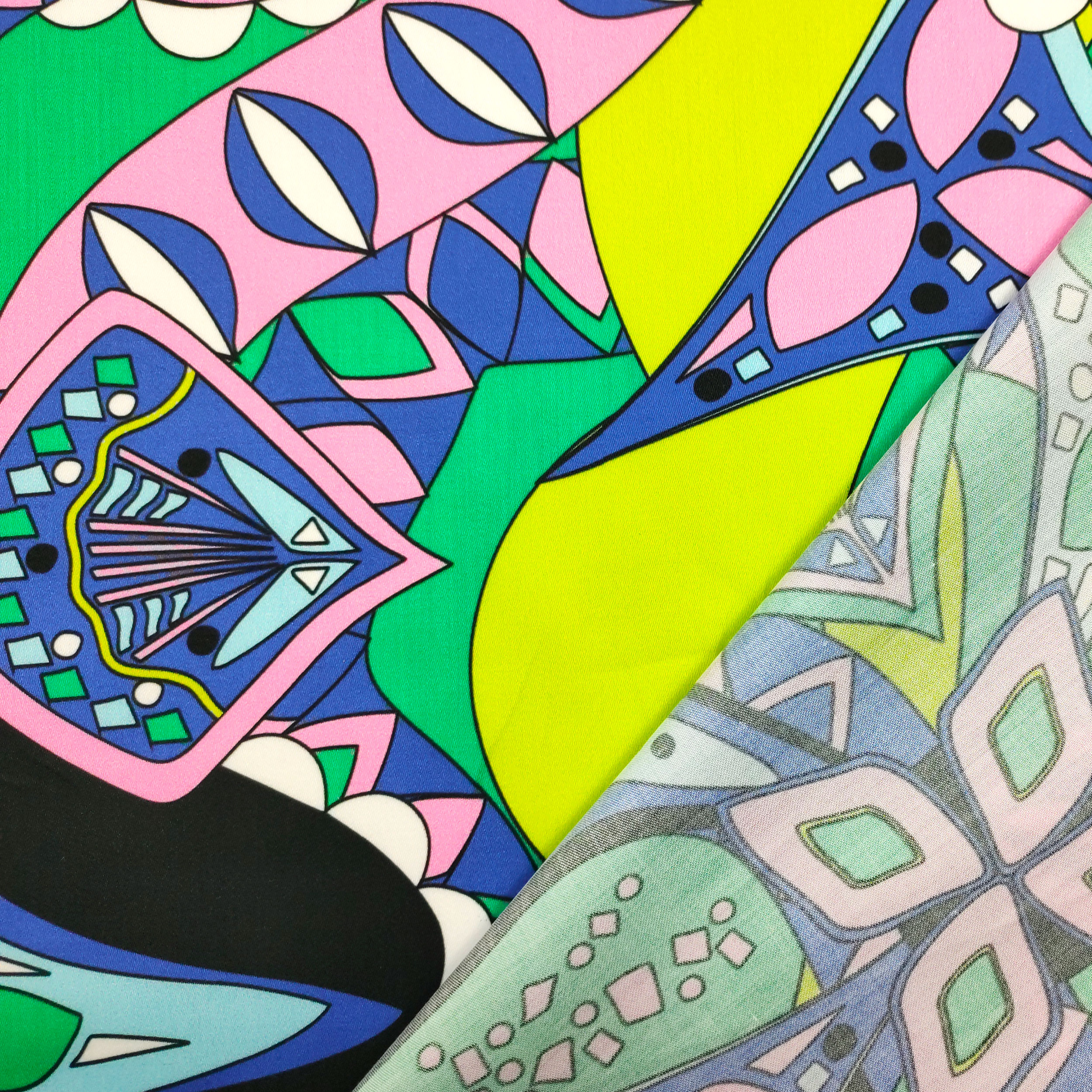 Abstract Patterned Cotton Satin Green Bluette Image