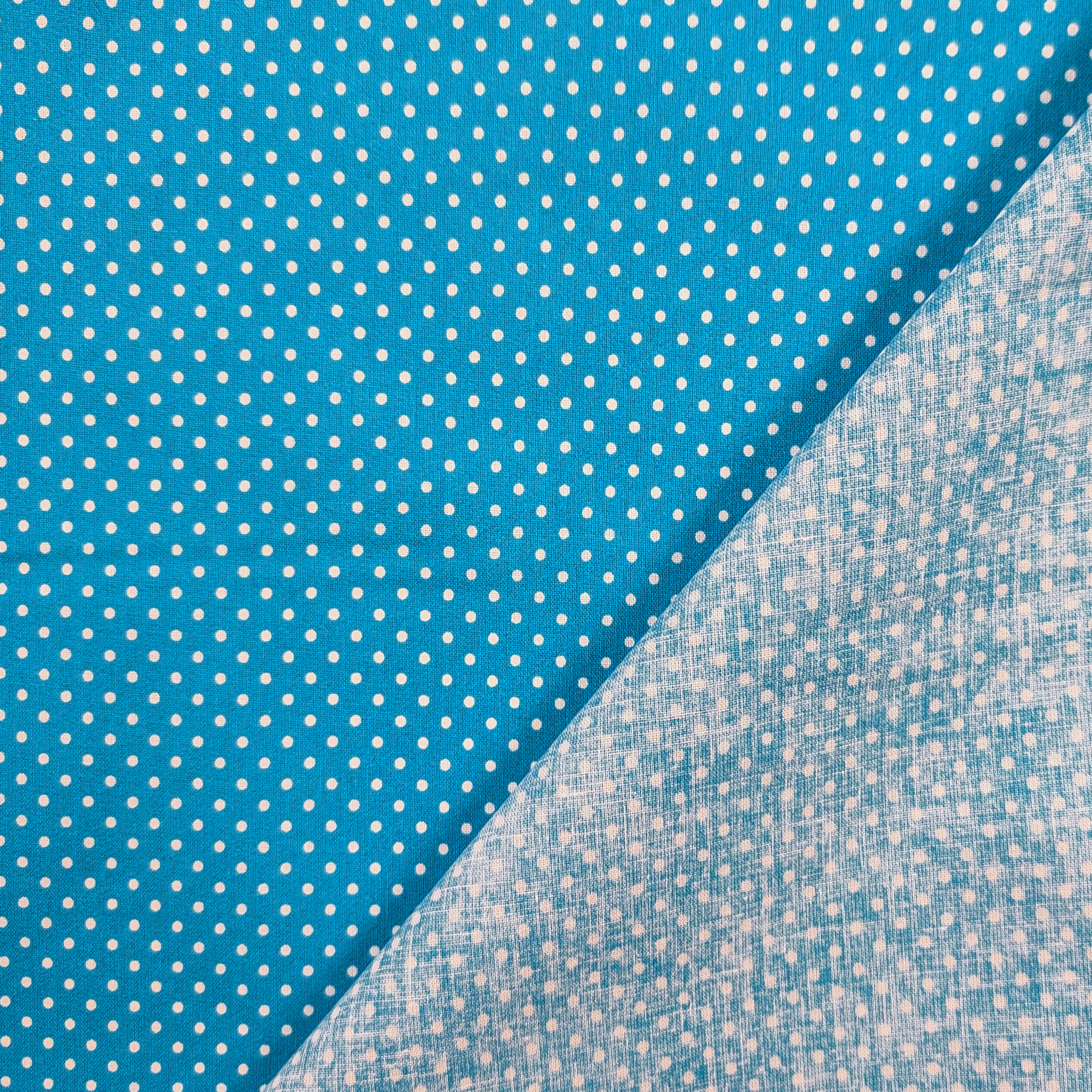 Cotton Fabric Turquoise Polka Dot Image