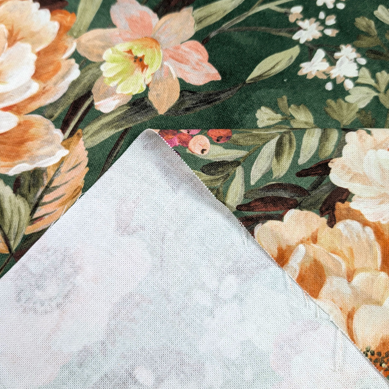 Panama Cotton Flowers Green Background H 280 cm Image