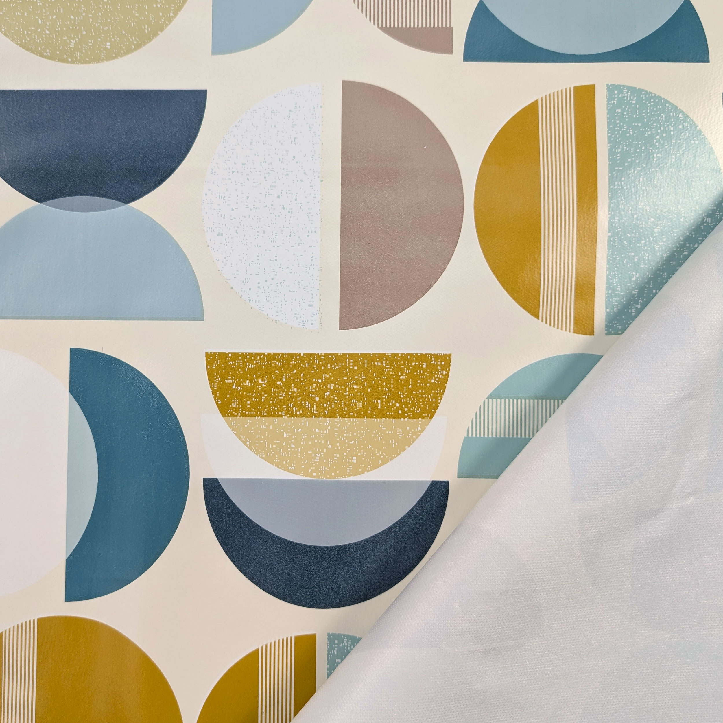 Fabric for Pop Art Plastic-coated Tablecloth Blue Beige Image