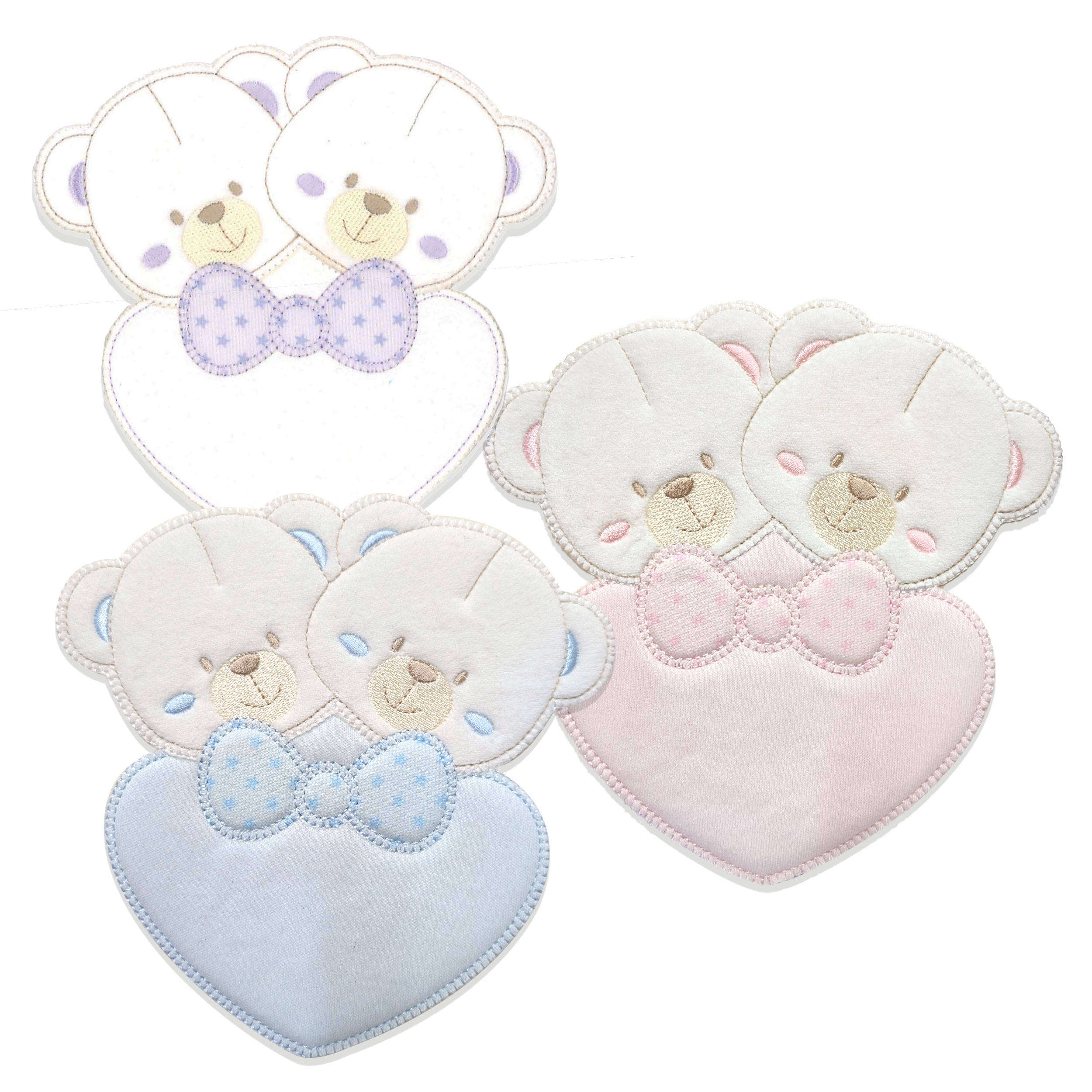 Applique Bears Heart with Bow Image
