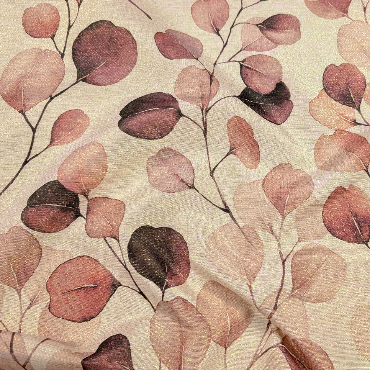 Soft Resin-Coated Lurex Leaf Tablecloth Fabric Image