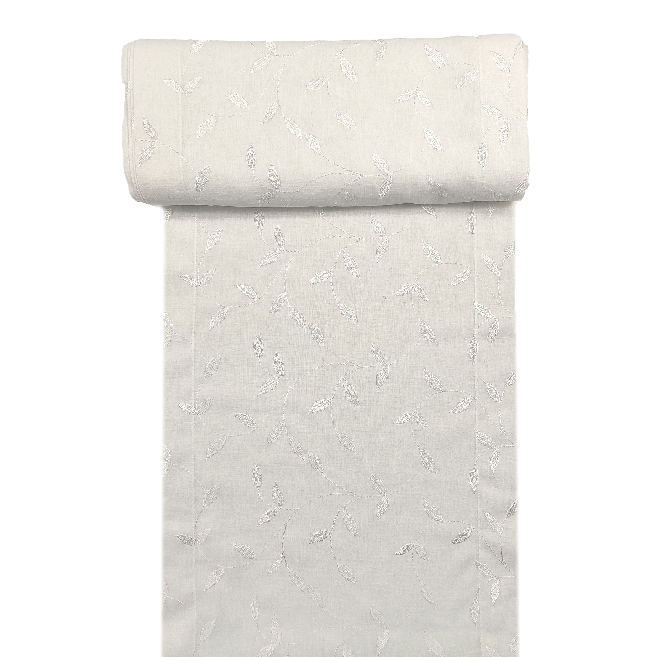 Curtain Fabric Elegant Leaves - White