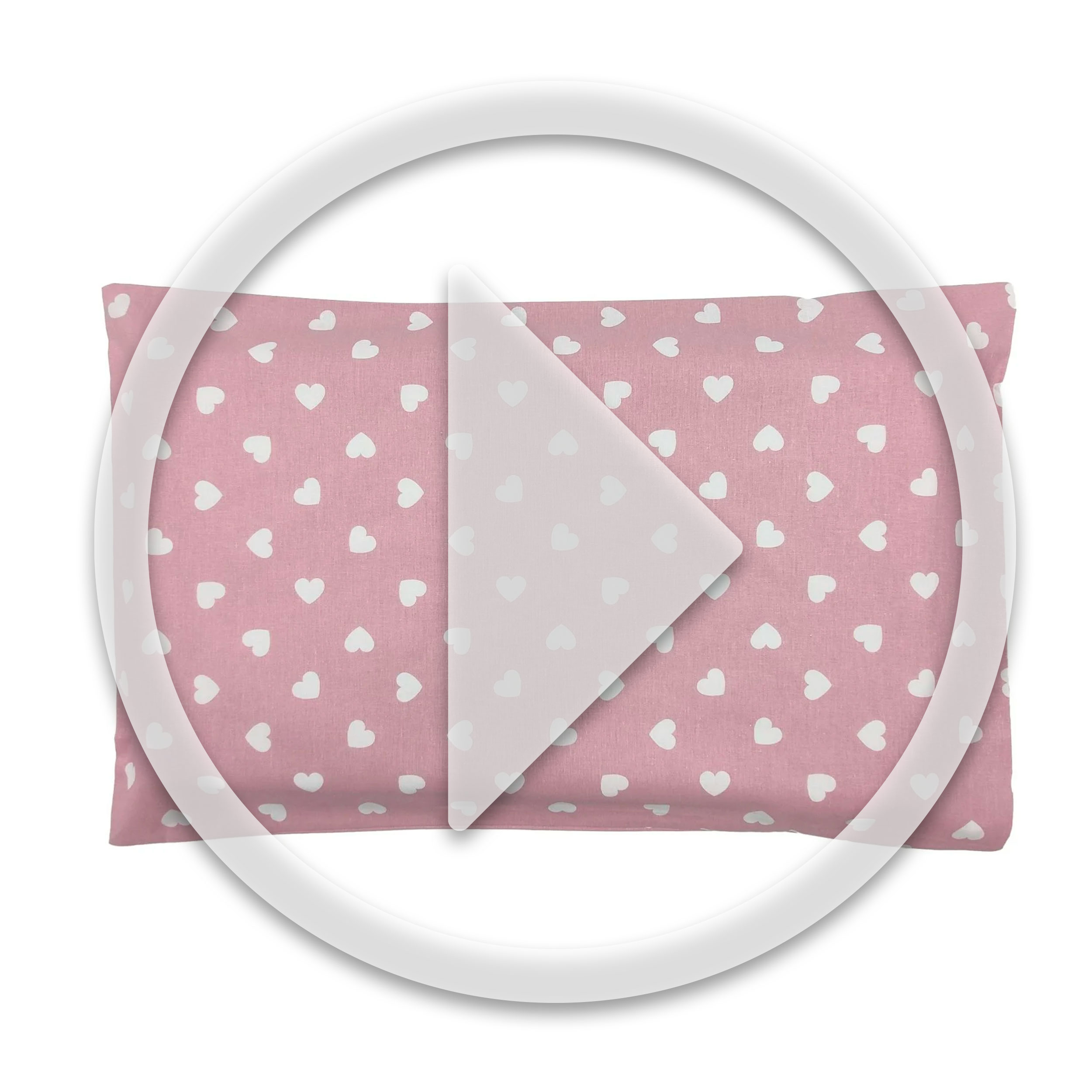 White Hearts Pillowcase with Antique Pink Background Image