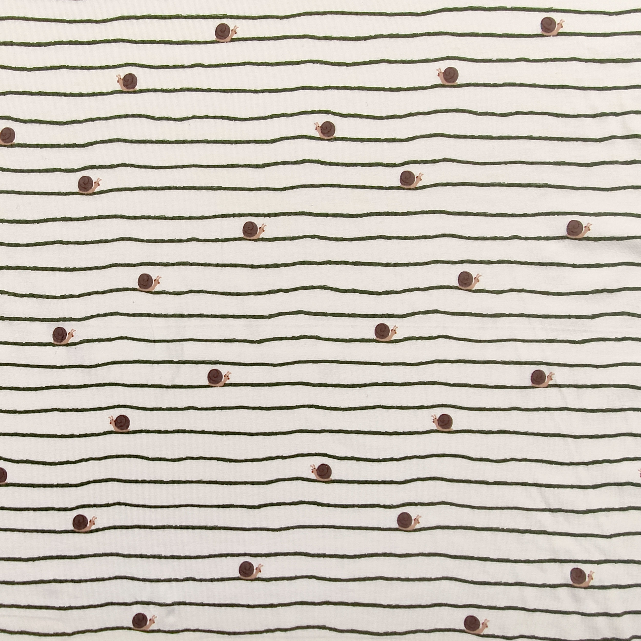 Jersey Cotton Snail Pattern and Green Stripes Image
