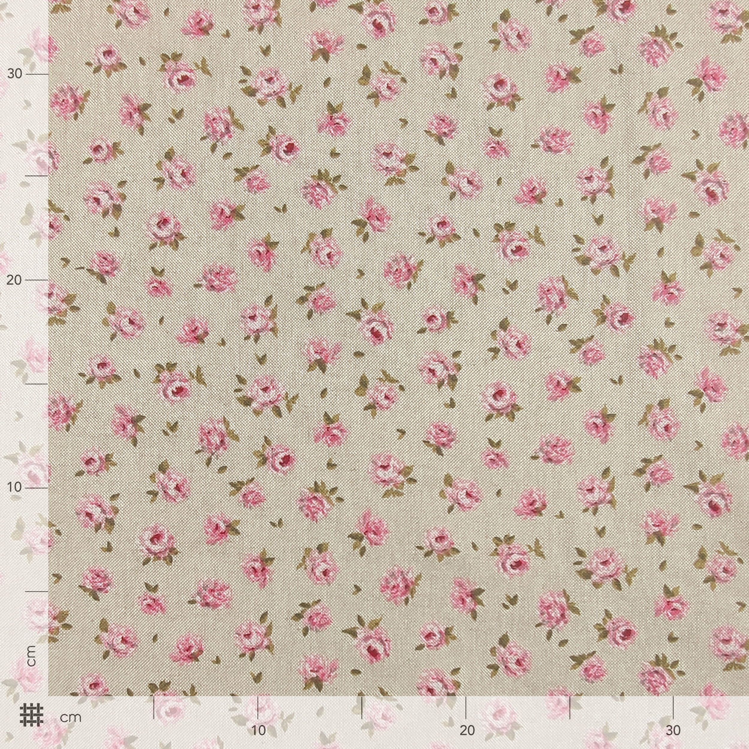 Tejido de Panamá Roselline Fondo Beige