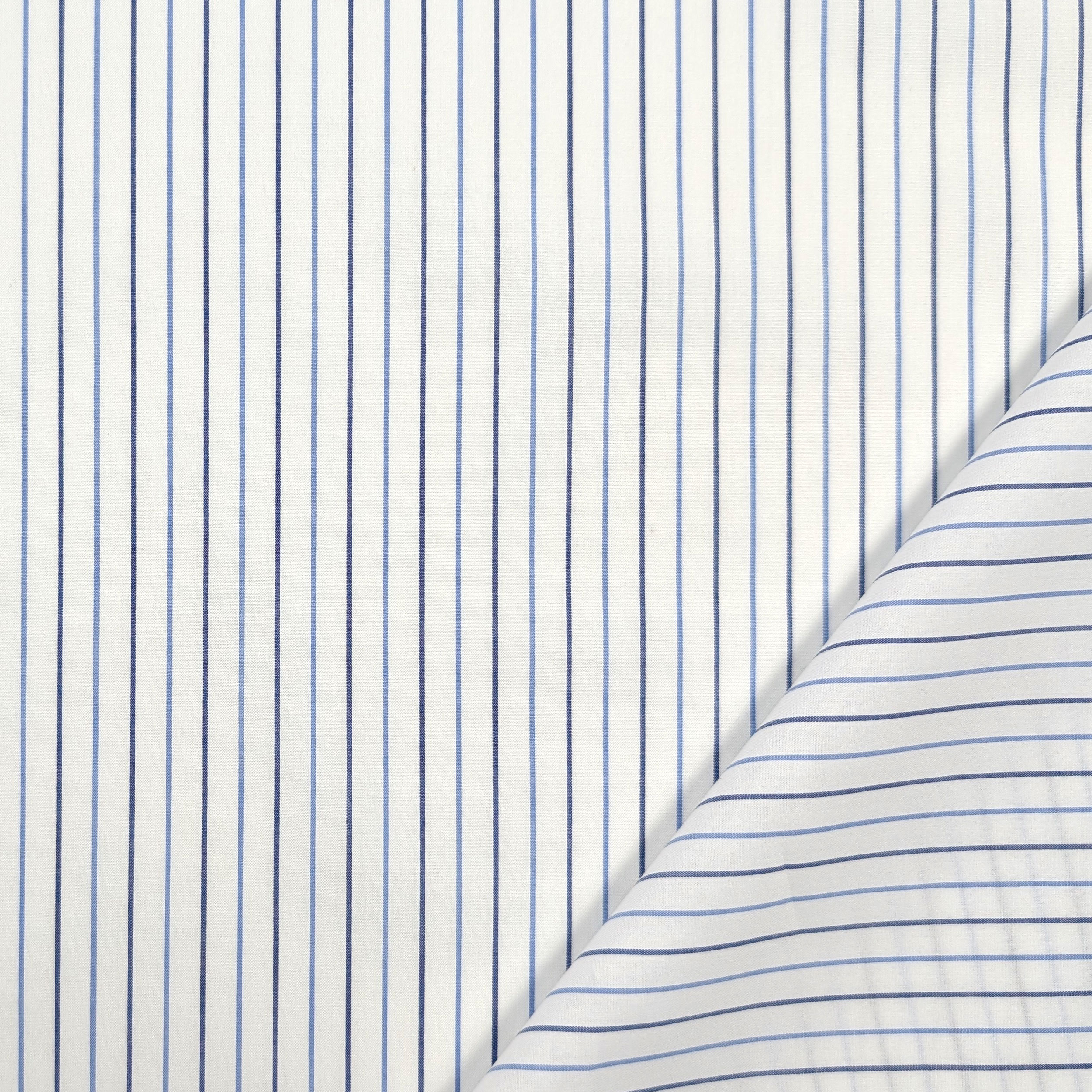 Cotton for Shirts Thin Stripes Blue Tones Image