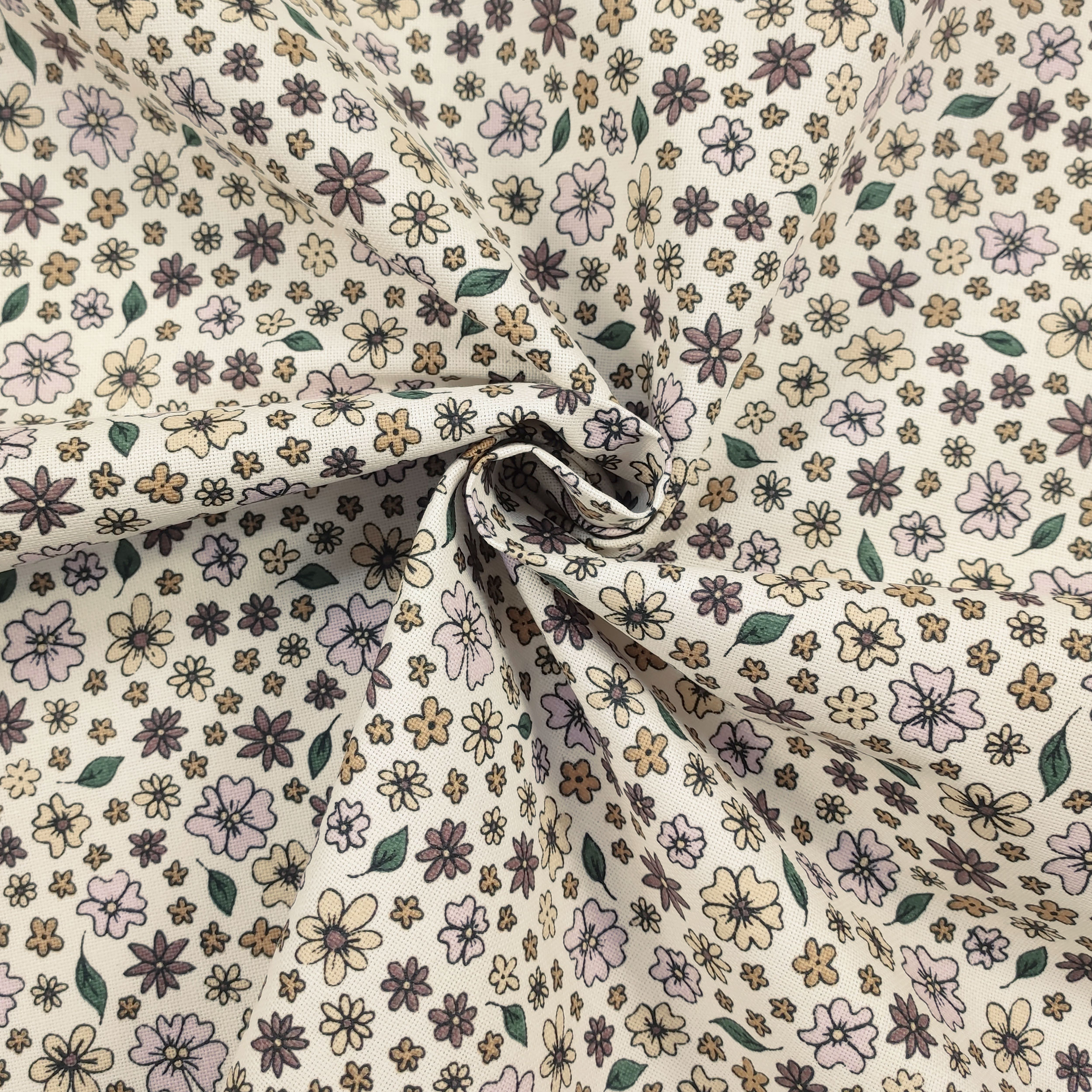 Panama fabric with flowers cream background Image