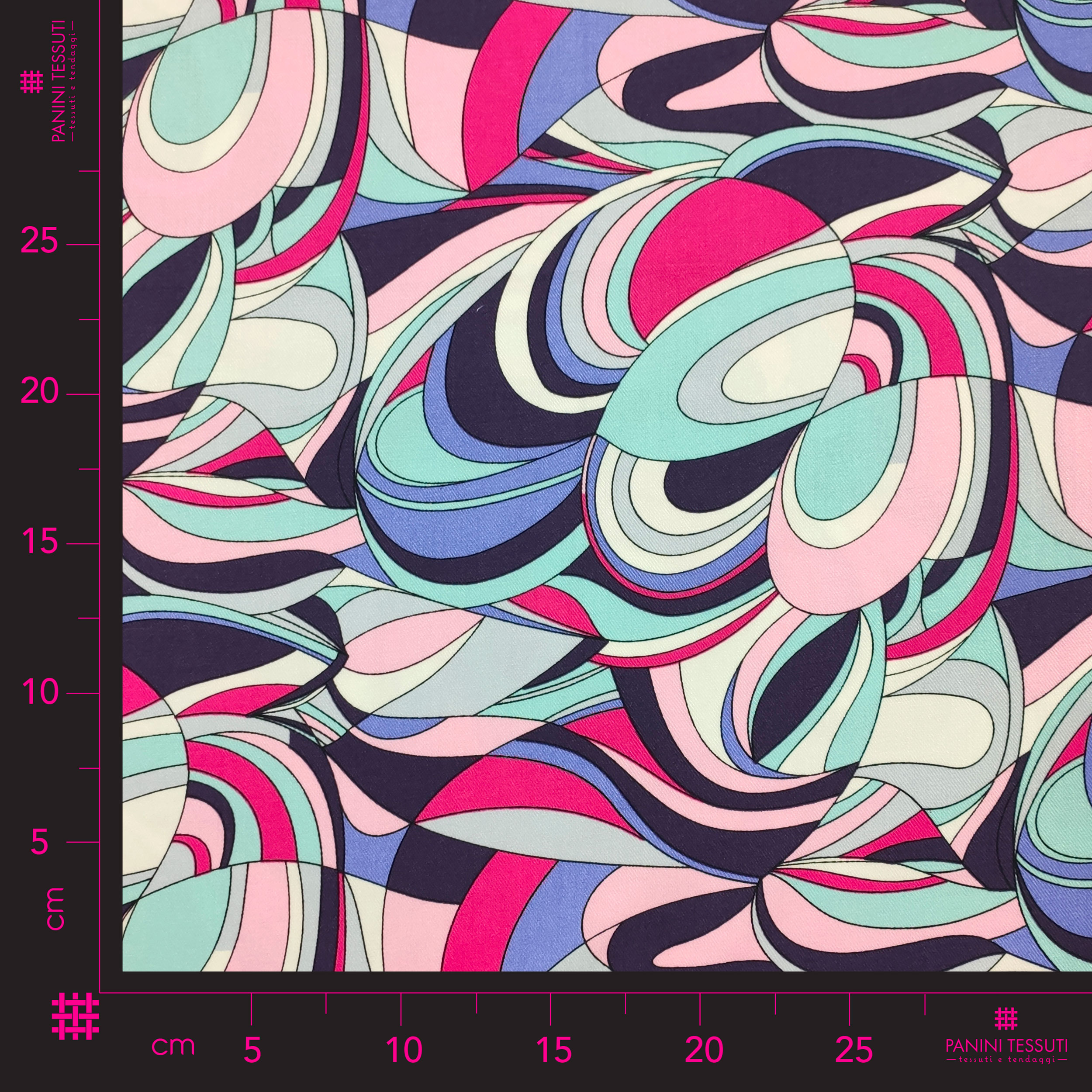 Dressmaking Printed Viscose Twill - Abstract Pink Design Image