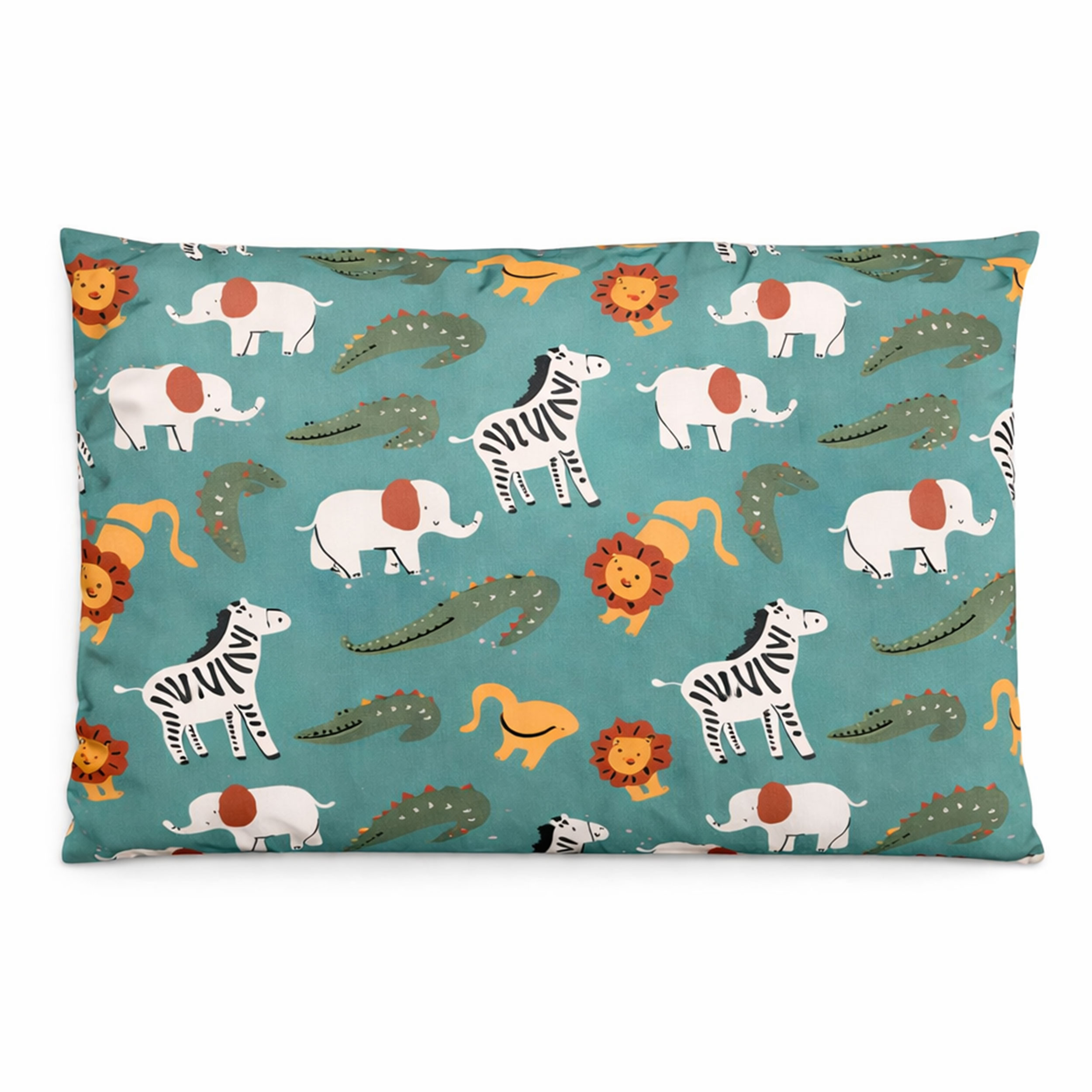 Savannah Animals Pillowcase Green Background Image