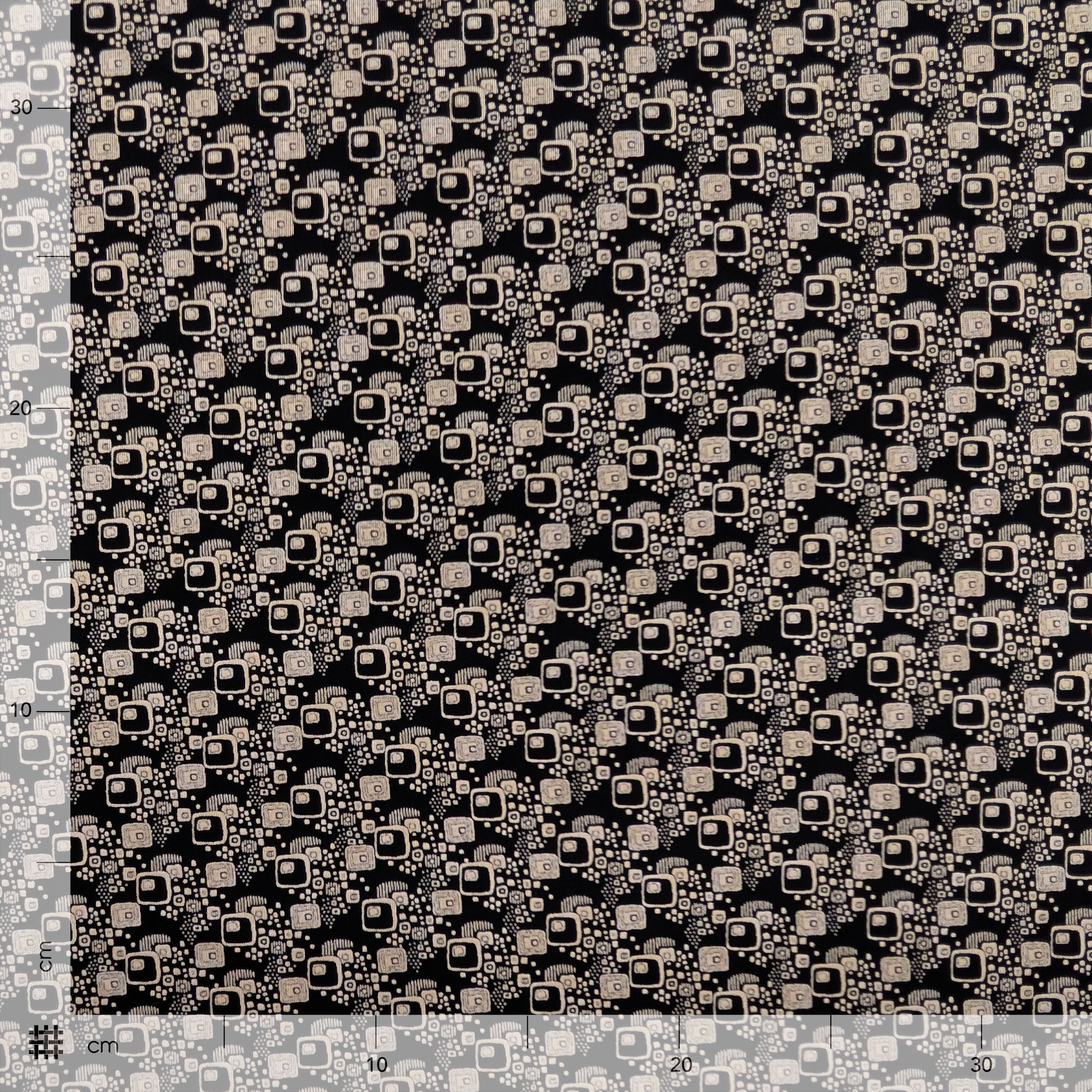 Black cotton jersey with abstract motifs Image