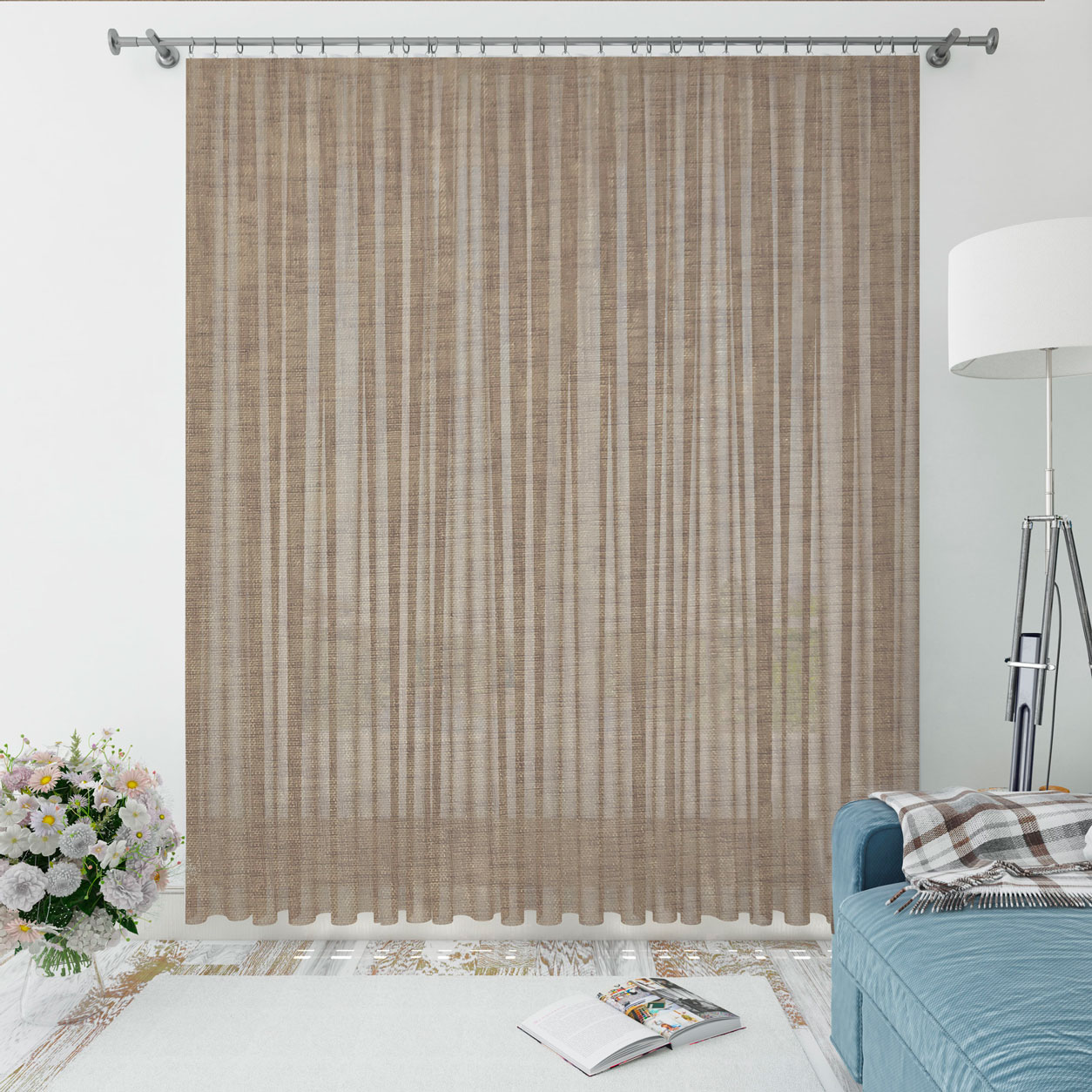 Tissu de rideau en faux lin couleur unie Image