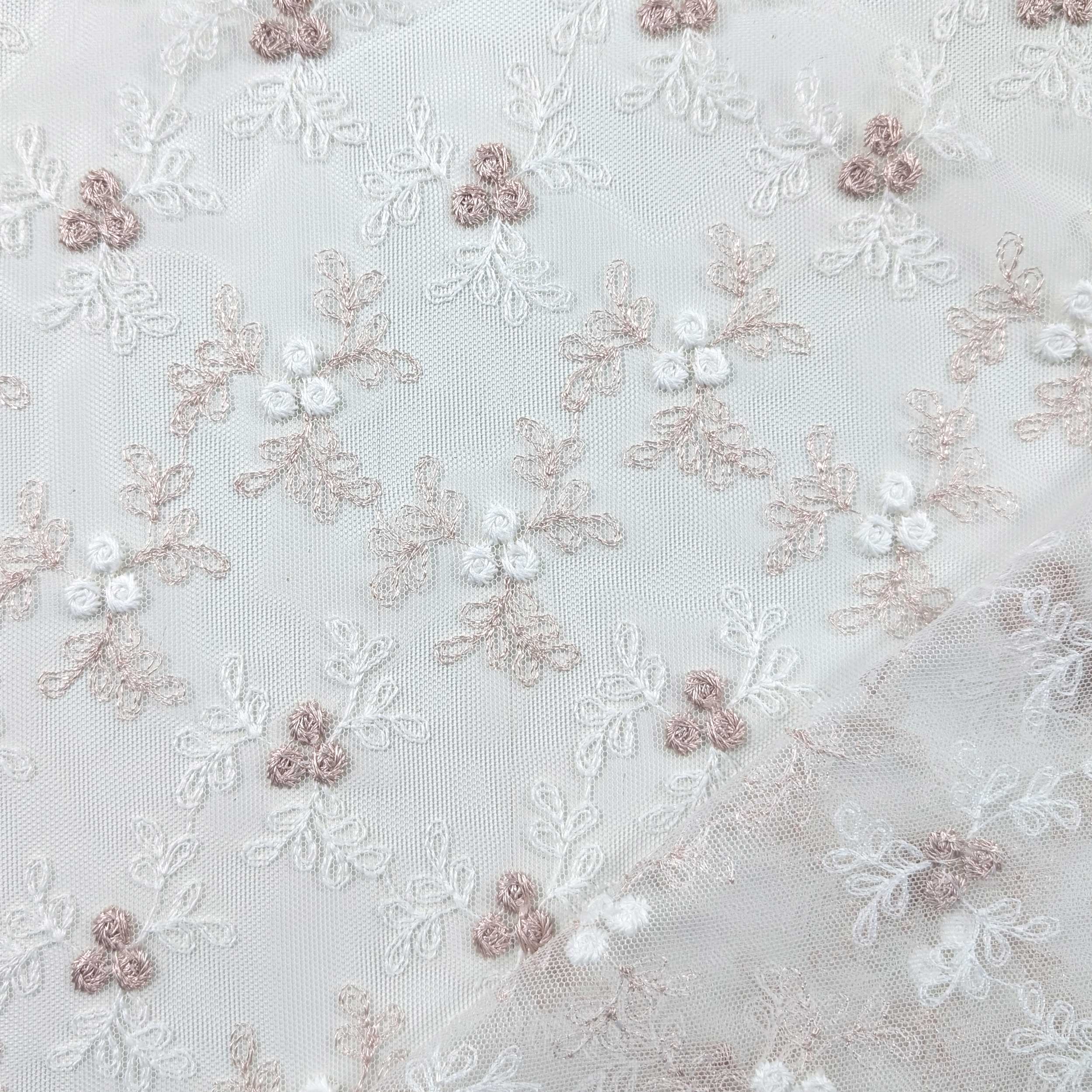 Fabric Curtain Lace Floral Pink Image