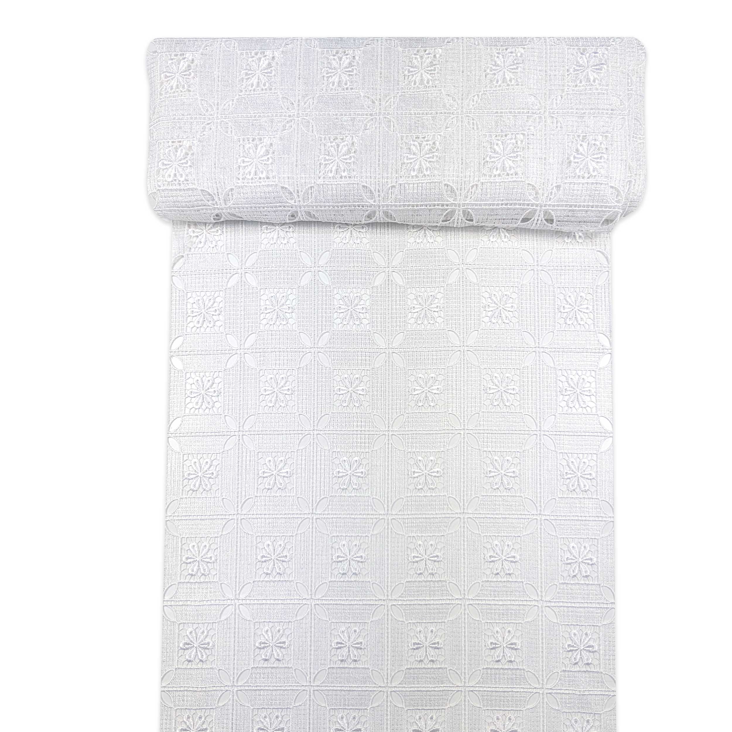 Fabric Curtain Lace Modular Flowers White Image