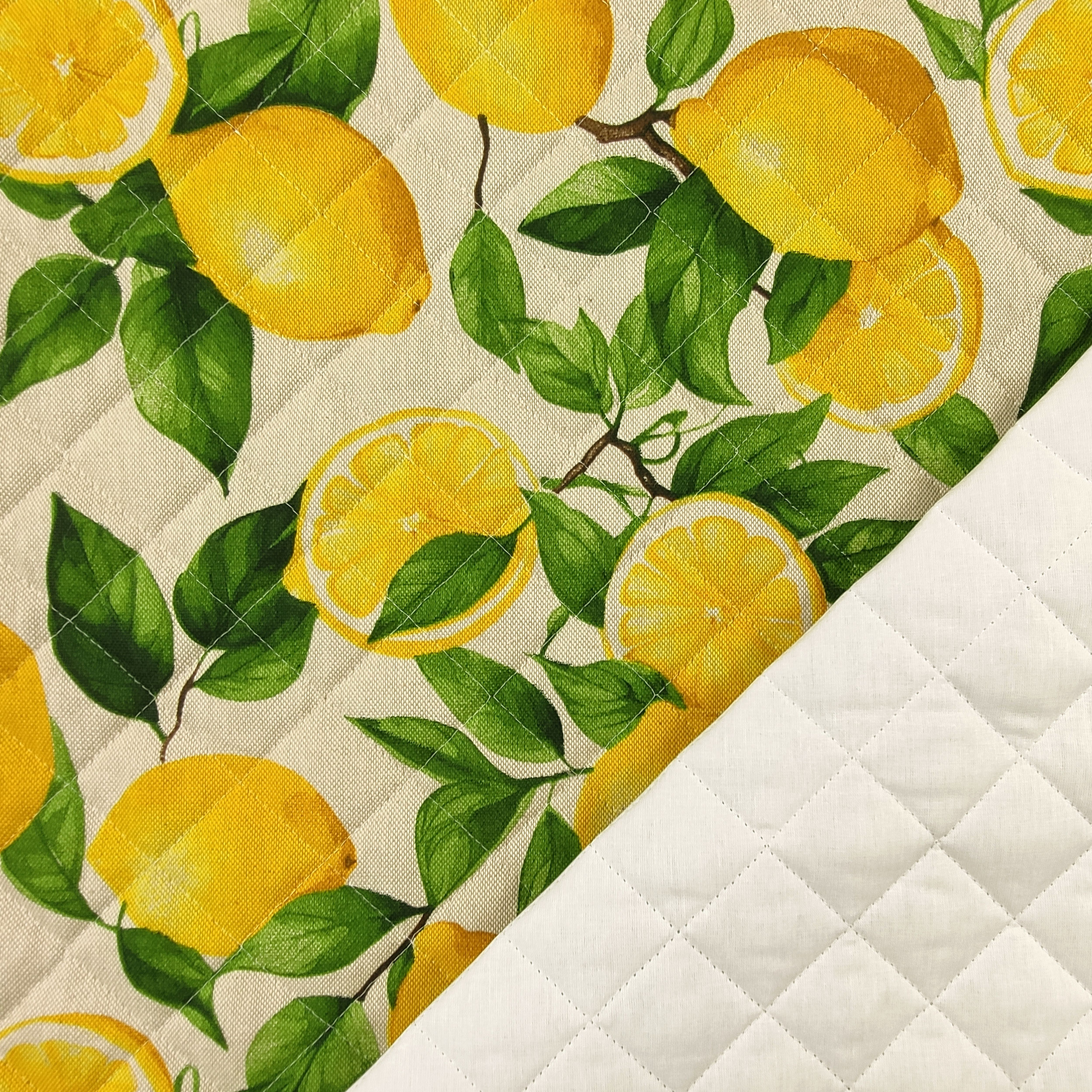 Lemon Quilted Fabric Beige Background