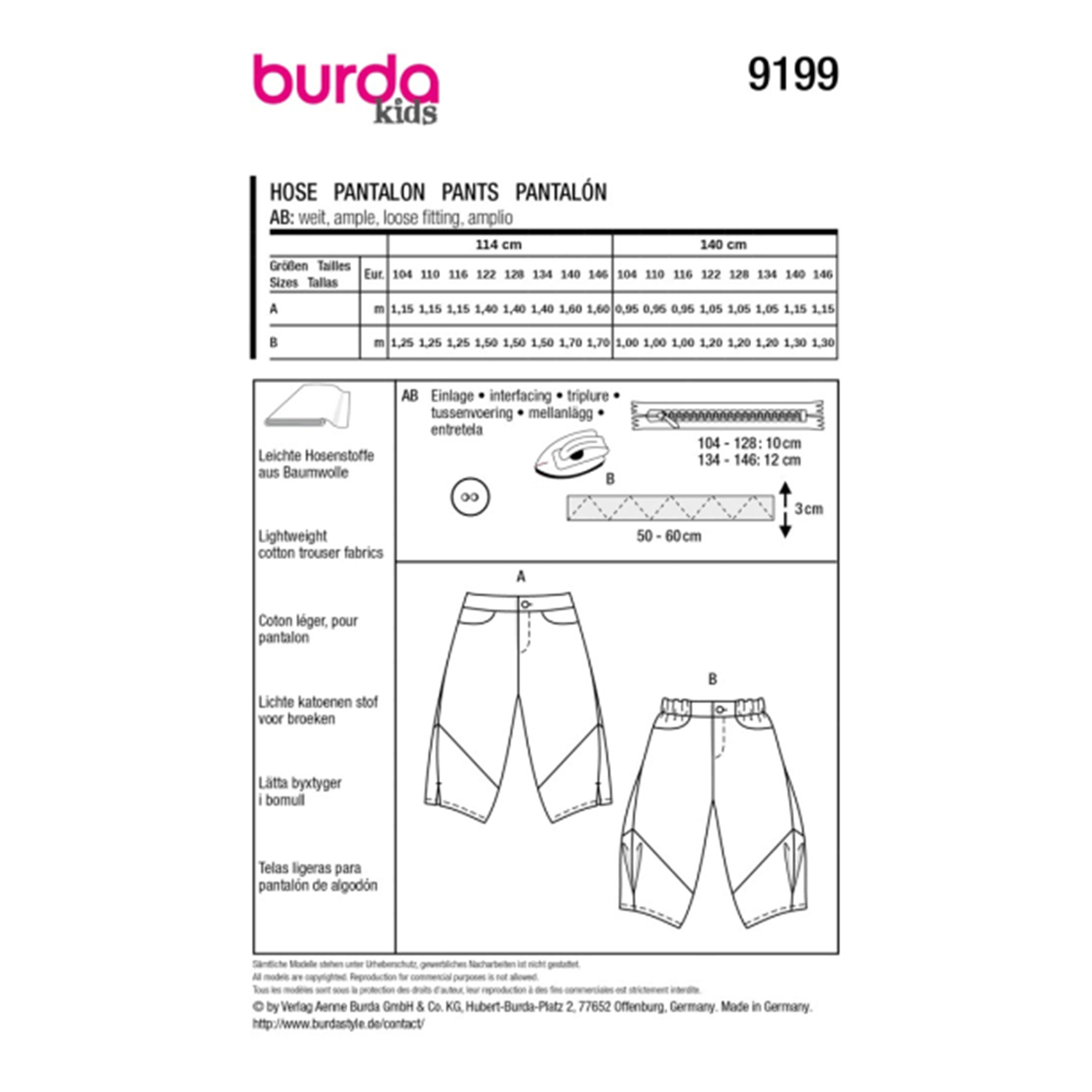 Pattern Burda Kids Medium Trousers Image