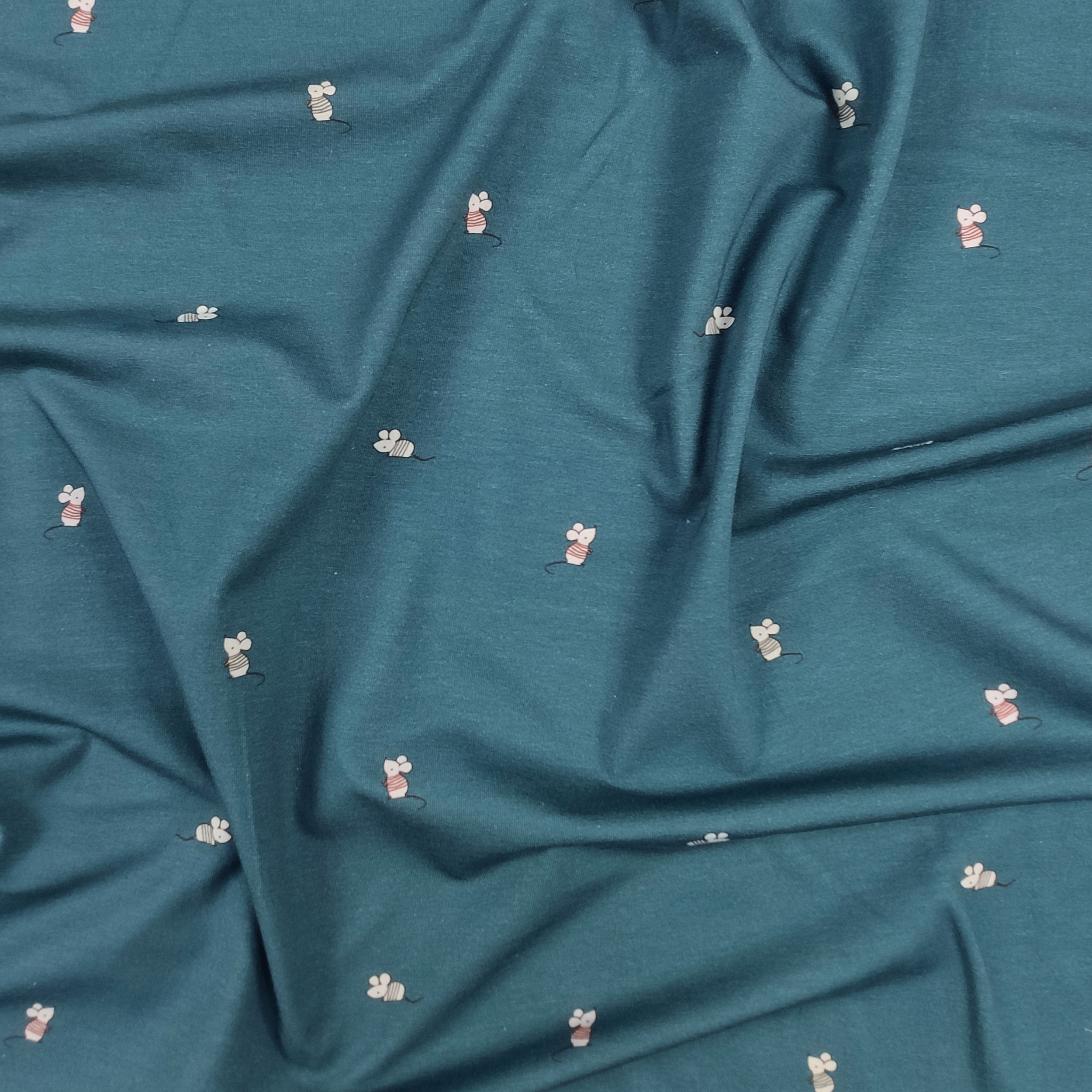 Jersey coton Fantasy Mickey Mouse Background Avio