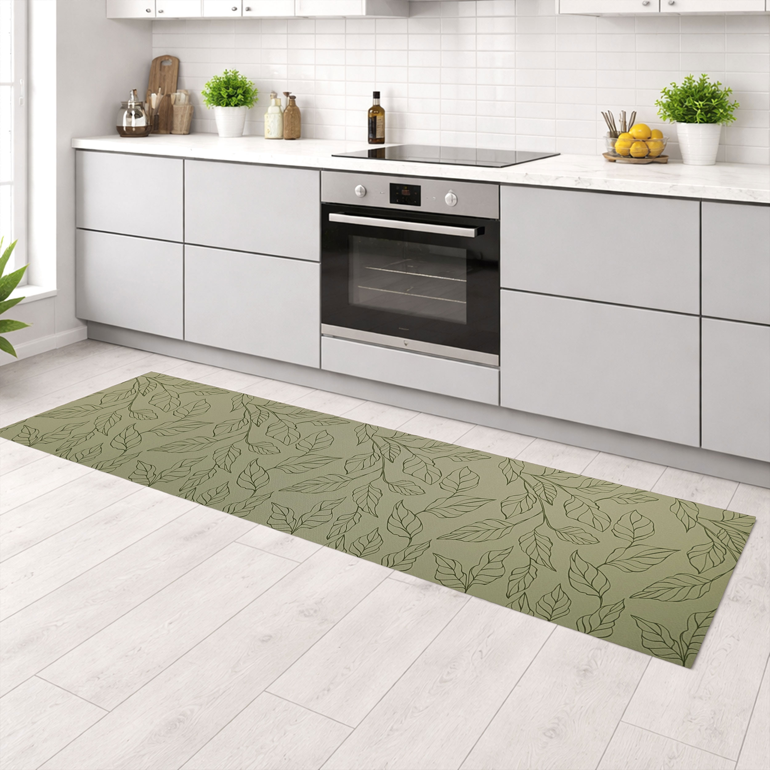 Kitchen Leaves Green Background Image