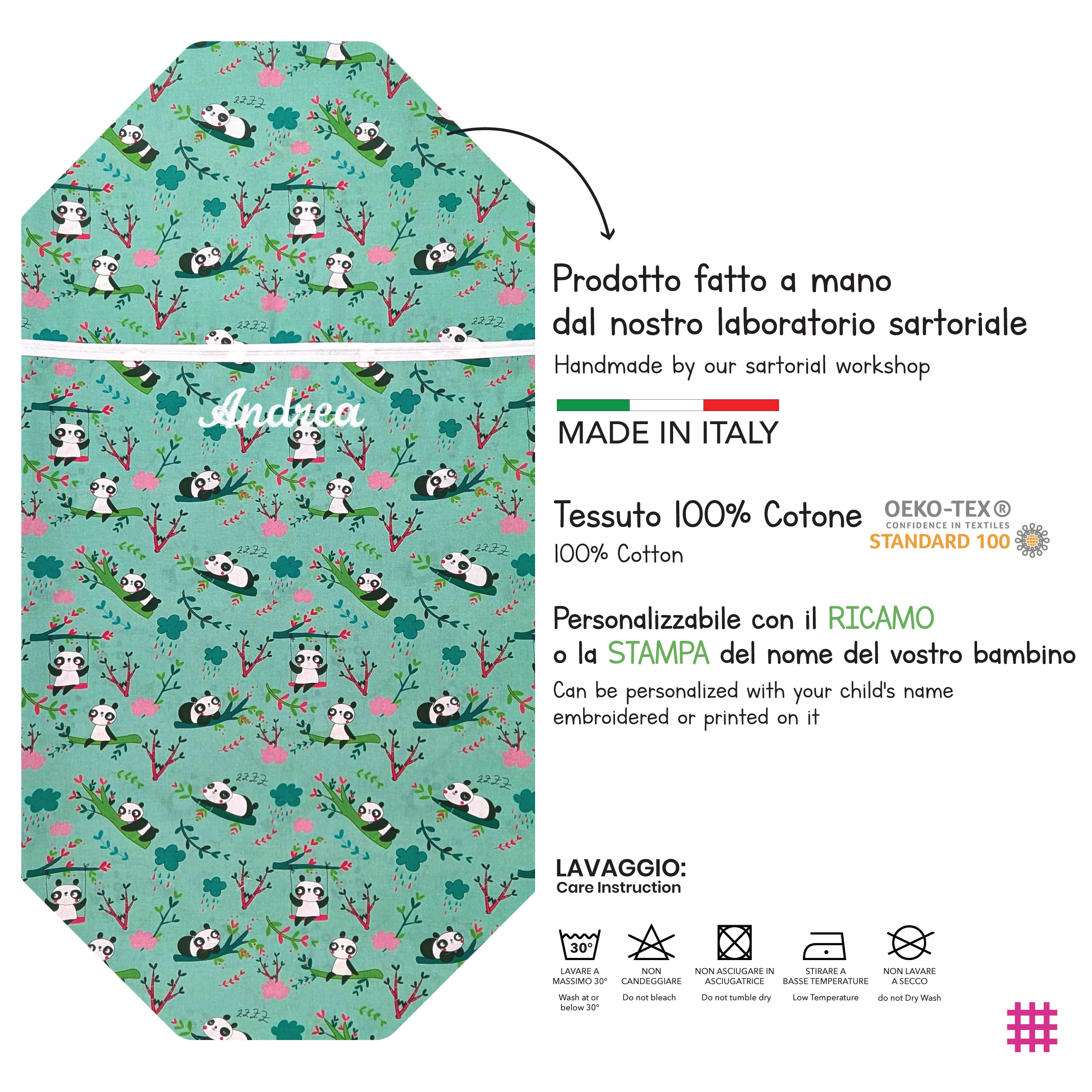 Contoured Summer Sleeping Bag for Panda Camp Beds – Mint Green Background Image