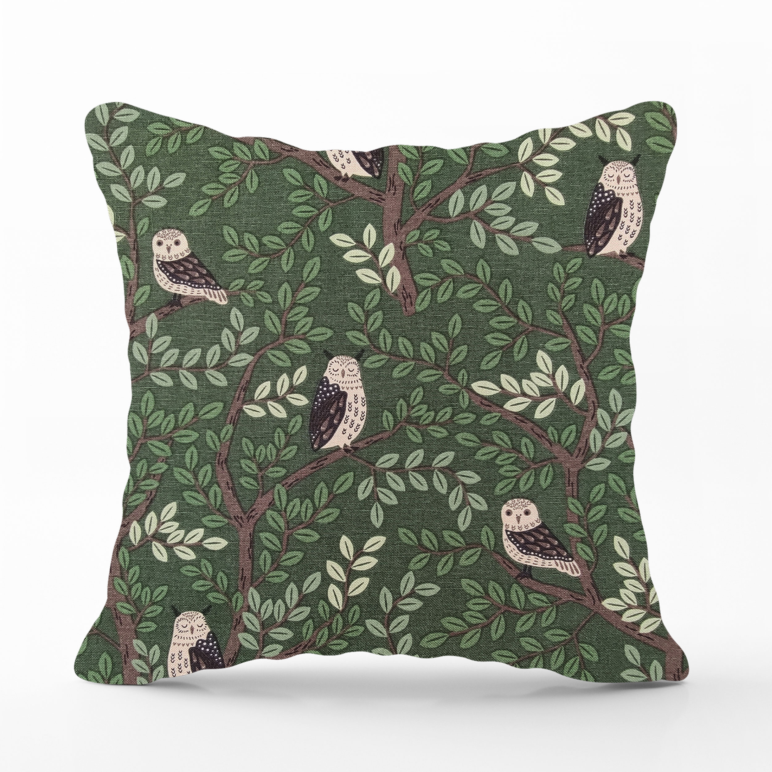 Taie d'oreiller fantaisie hibou forêt