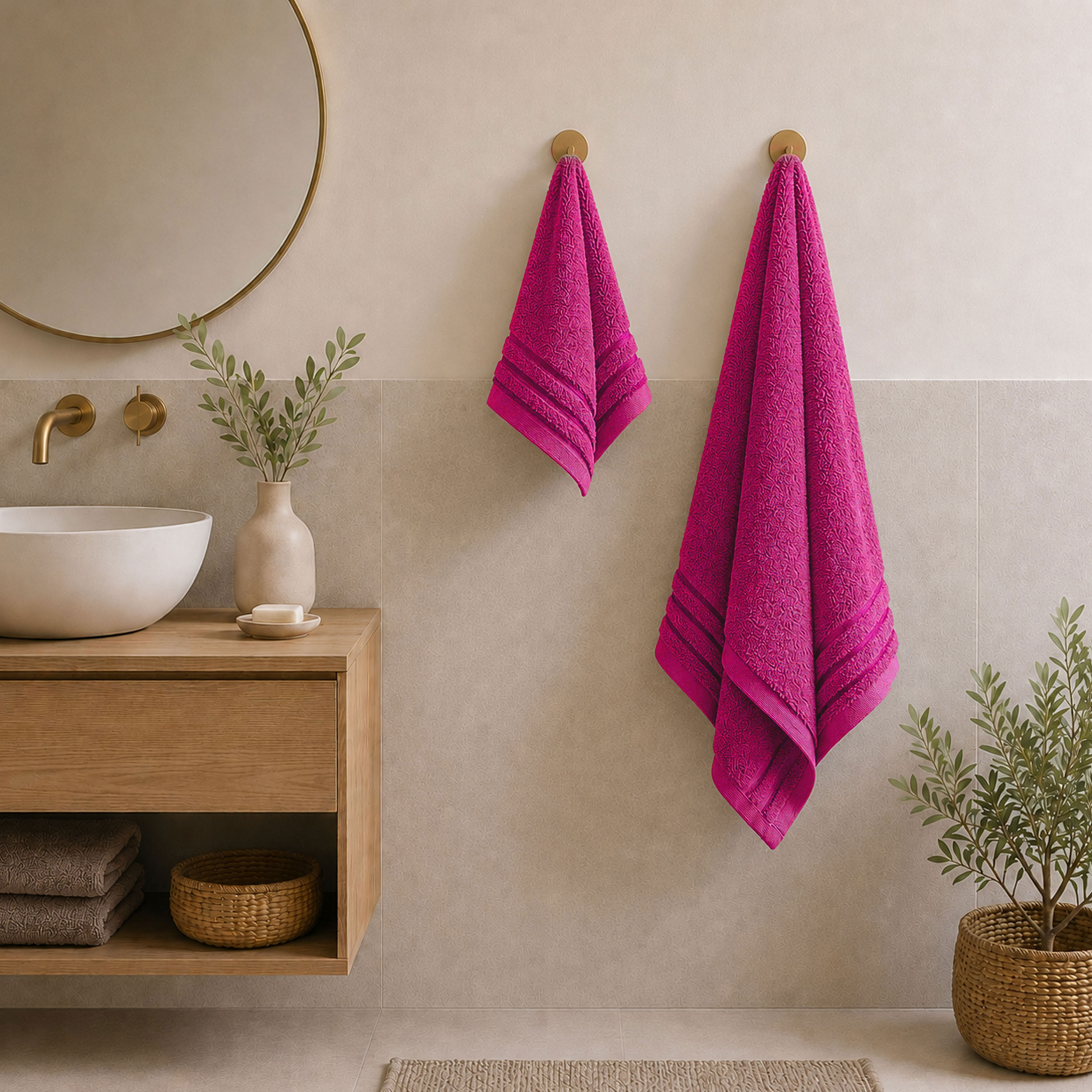 Fuchsia Bath, Face and Guest Towel Set Image