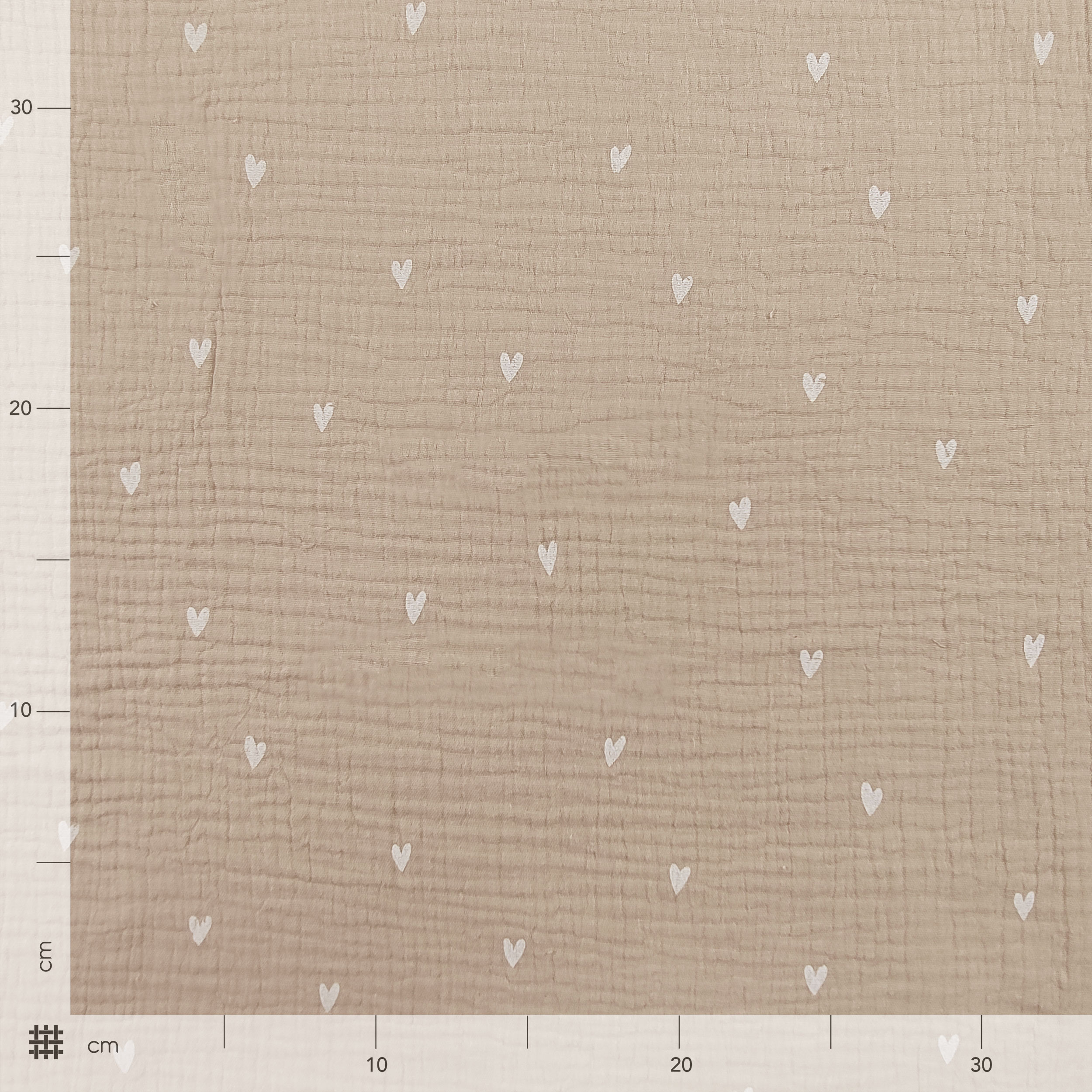 Baumwolle Musselin Beige Weiß Herzen