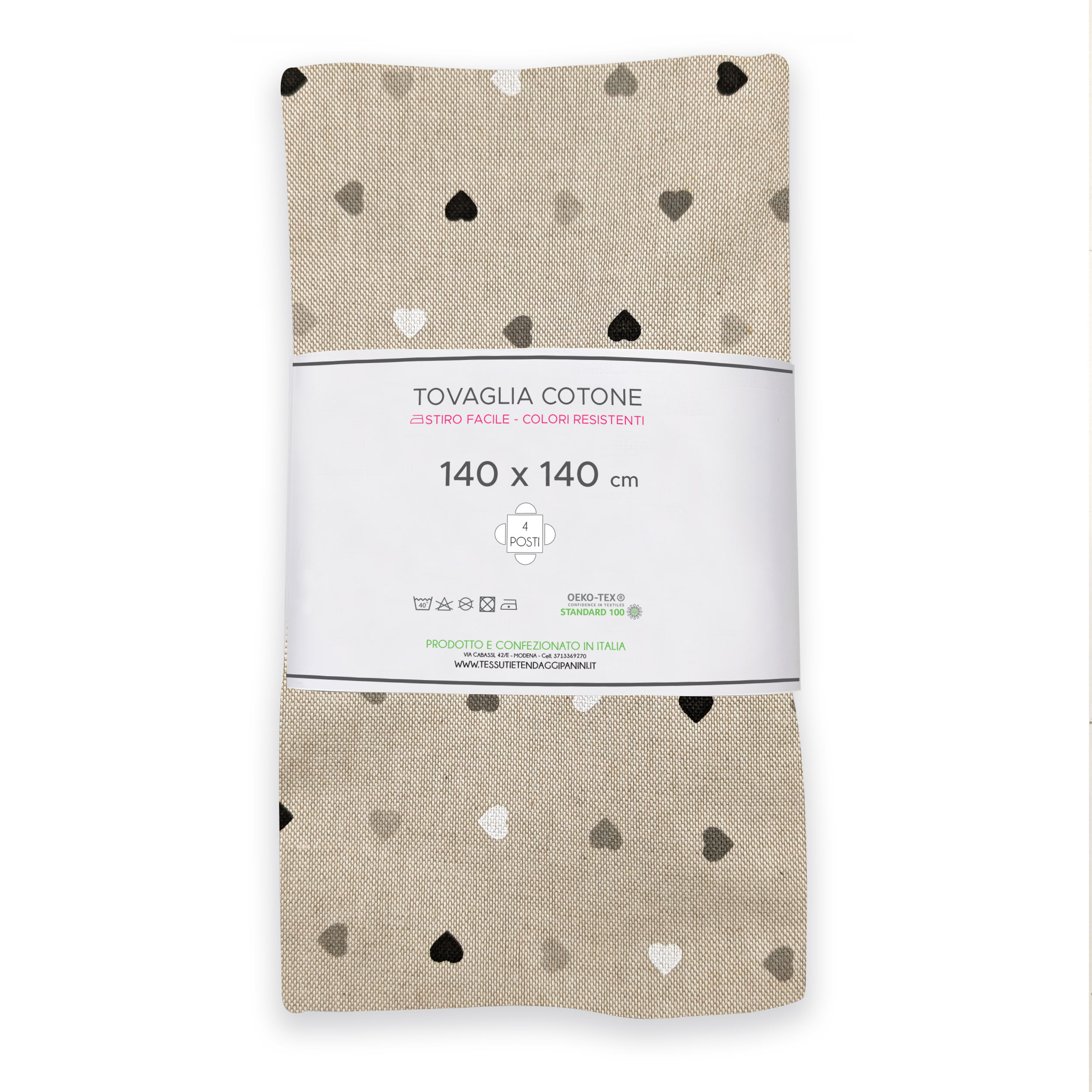 Tablecloth Wrapped Black and Grey Hearts Image